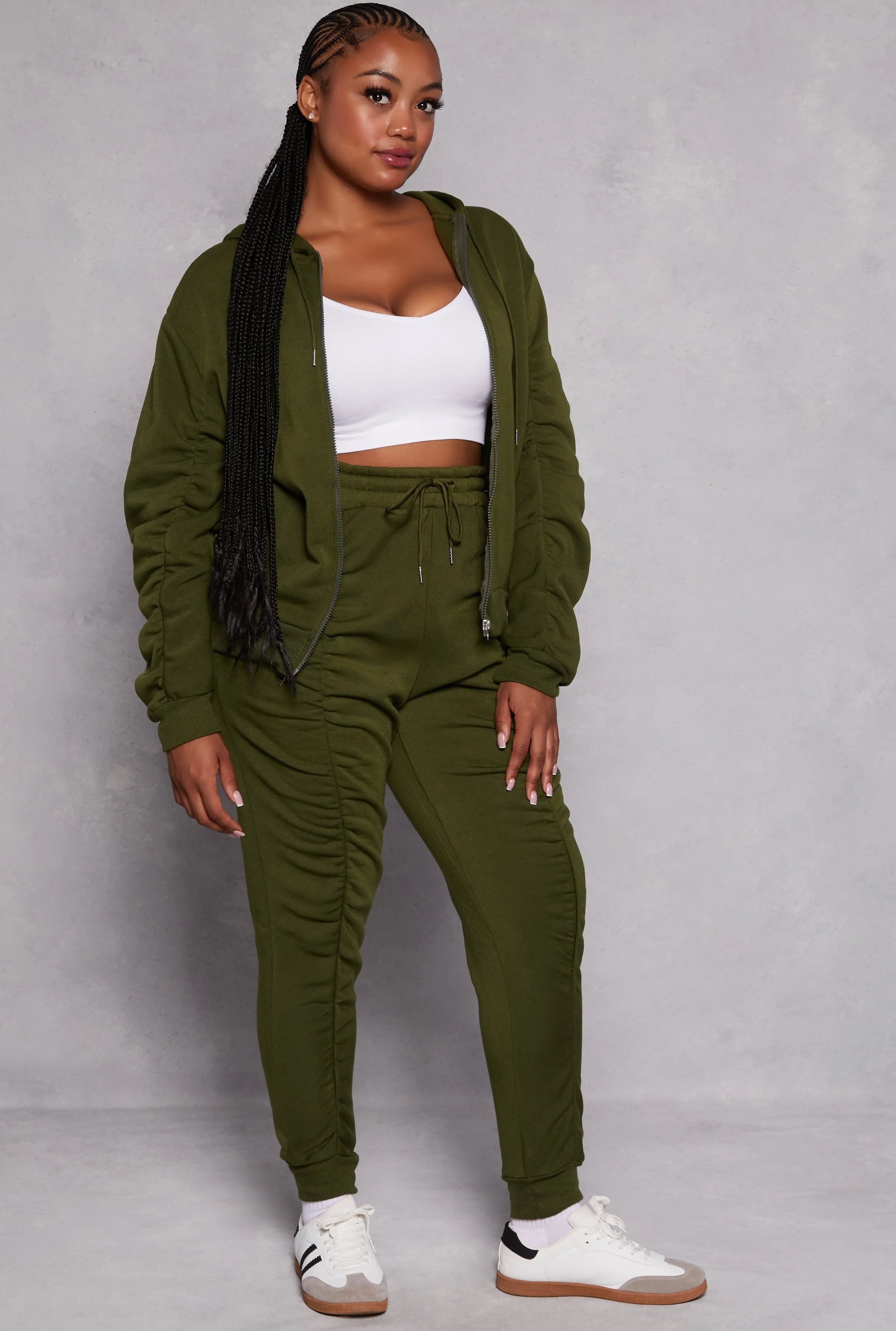 Plus Size Fleece Ruched Drawstring Joggers sold by Rainbow