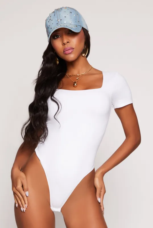 Basic Square Neck Short Sleeve Bodysuit sold by Rainbow