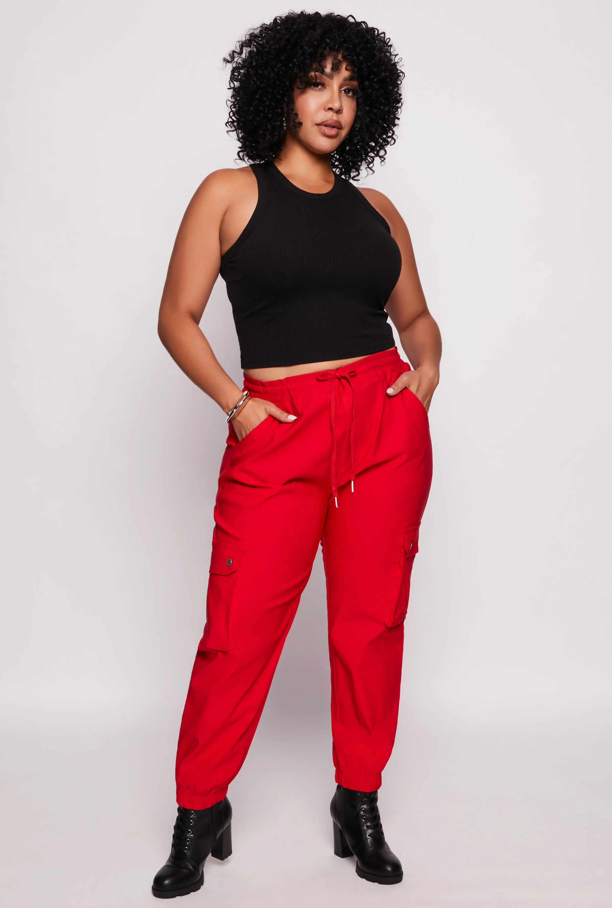 Plus Size Twill Cargo Joggers sold by Rainbow