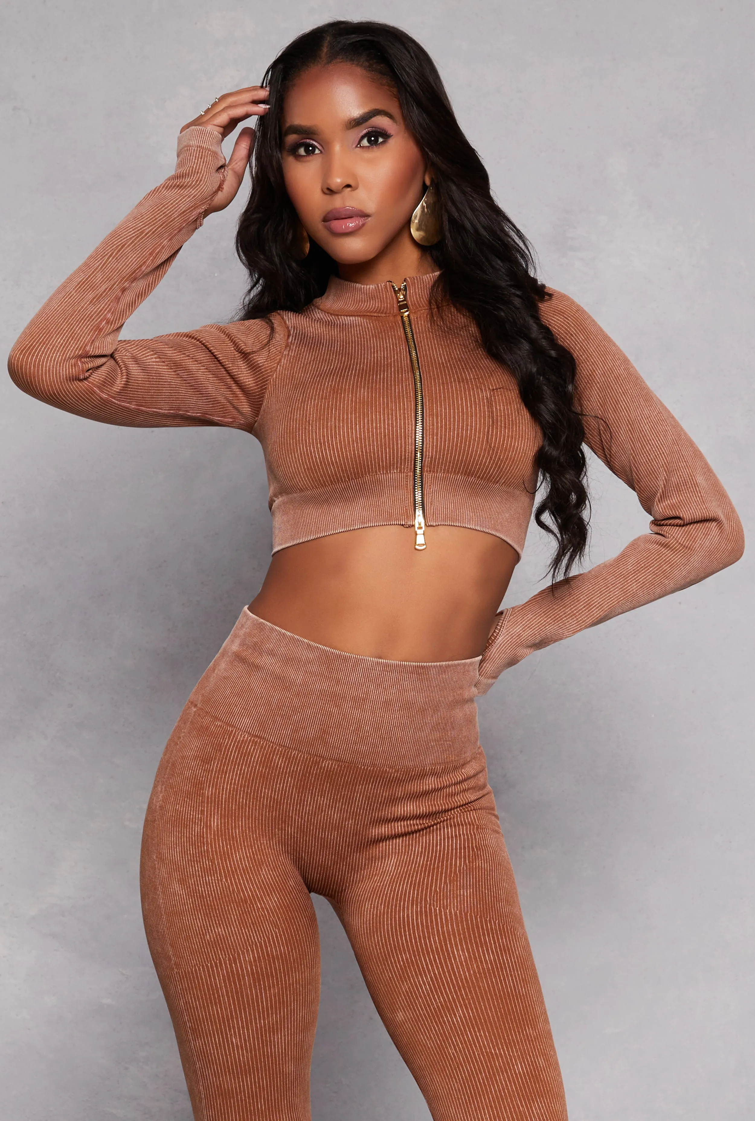 Daisy Ribbed Knit Cropped Track Jacket sold by Rainbow