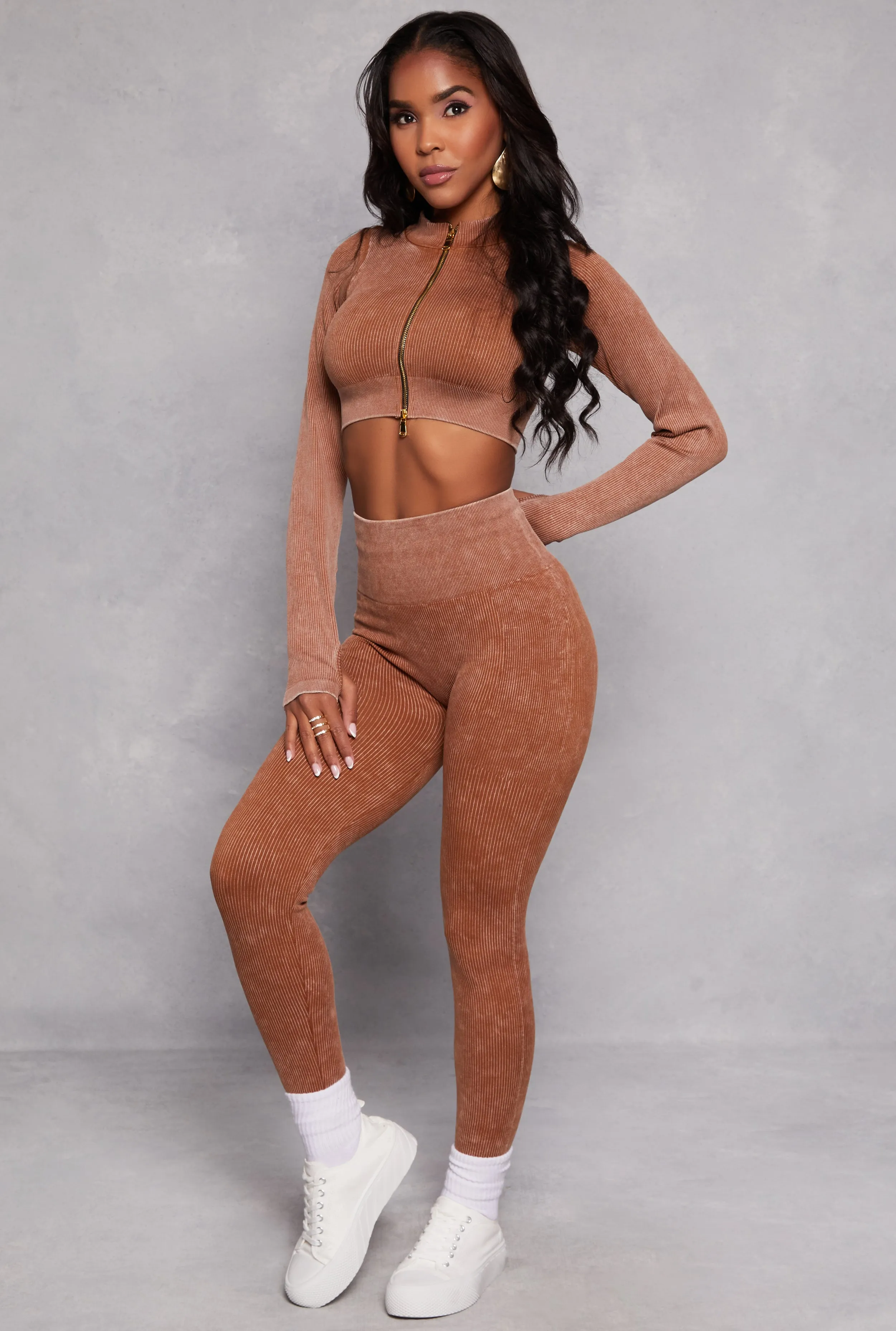 Daisy Ribbed Knit Cropped Track Jacket sold by Rainbow product image thumbnail 2