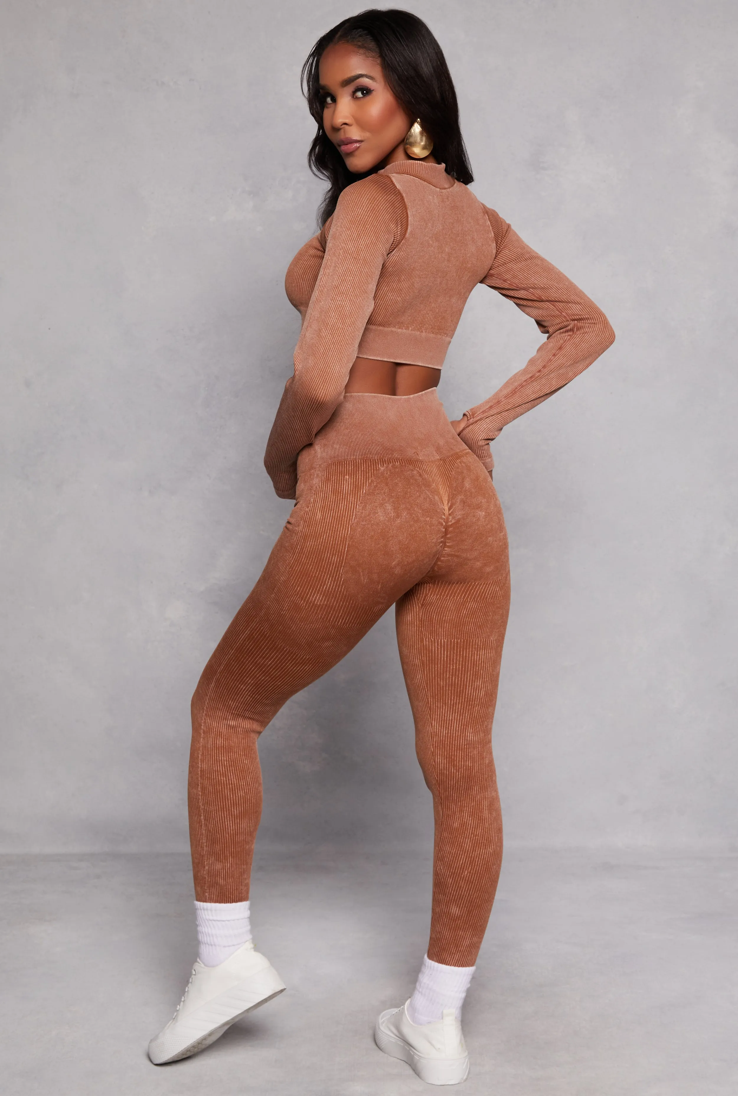 Daisy Ribbed Knit High Waist Leggings sold by Rainbow