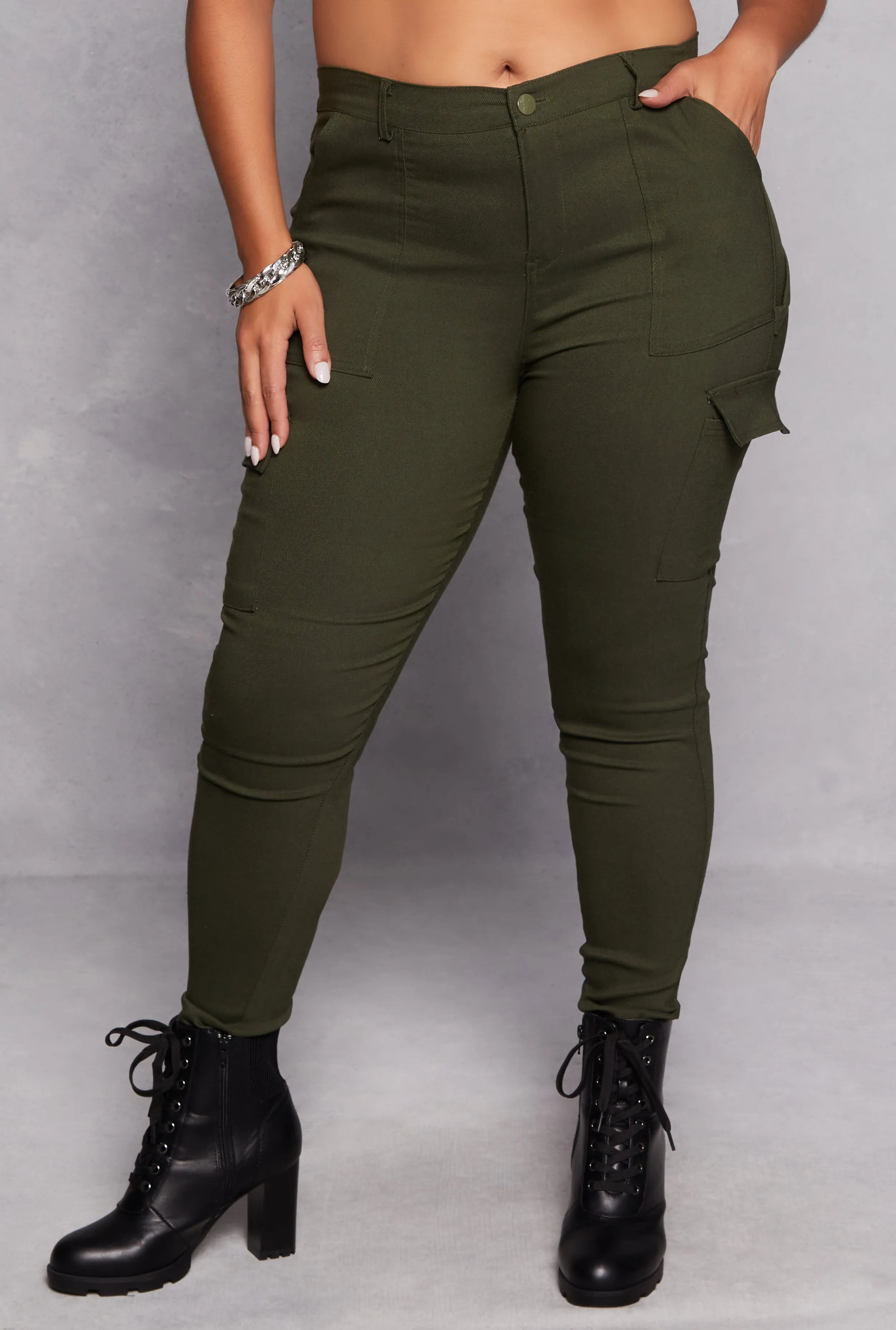 Plus Size Hyper Stretch Cargo Pocket Skinny Leg Pants sold by Rainbow product image thumbnail 2