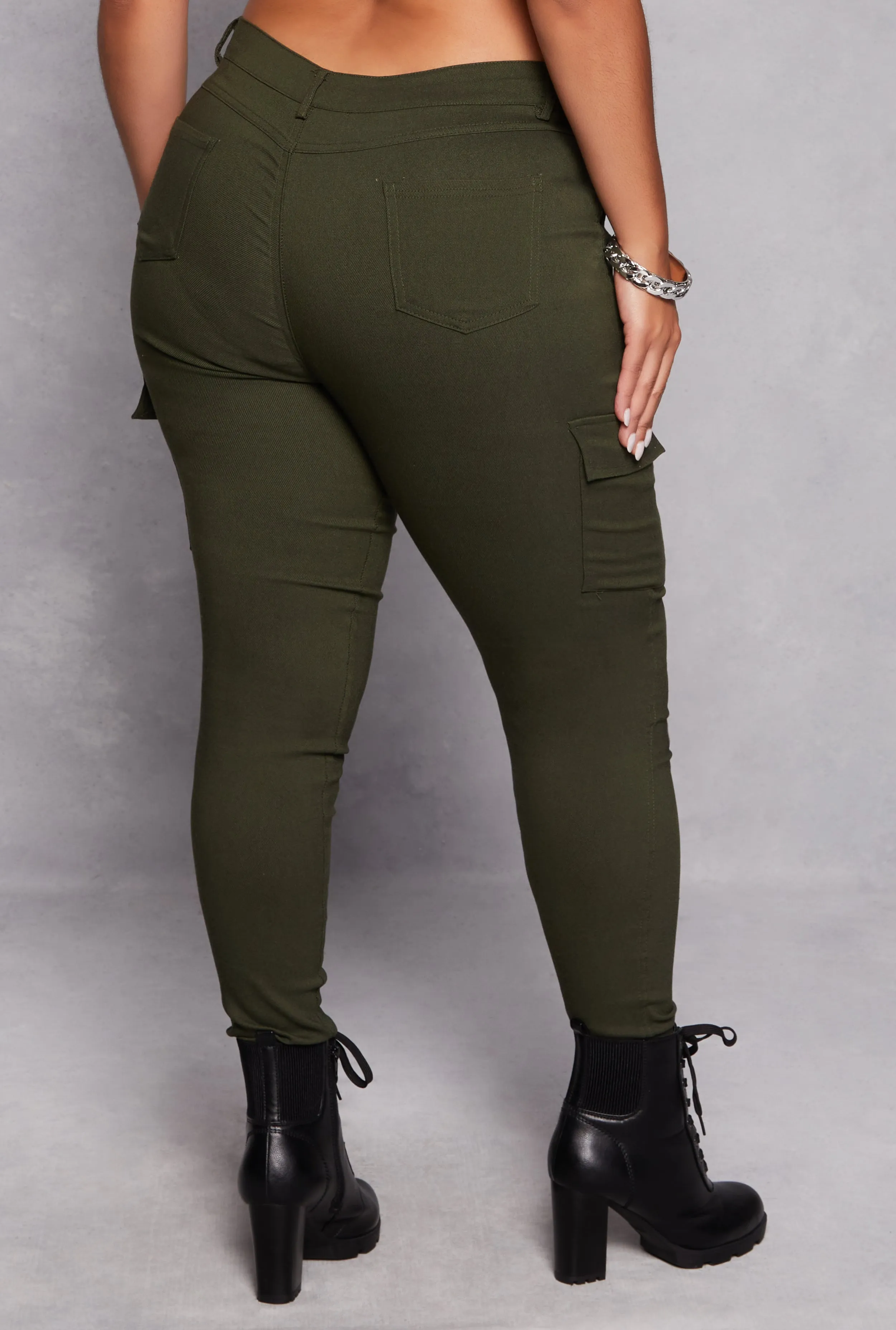 Plus Size Hyper Stretch Cargo Pocket Skinny Leg Pants sold by Rainbow product image thumbnail 3