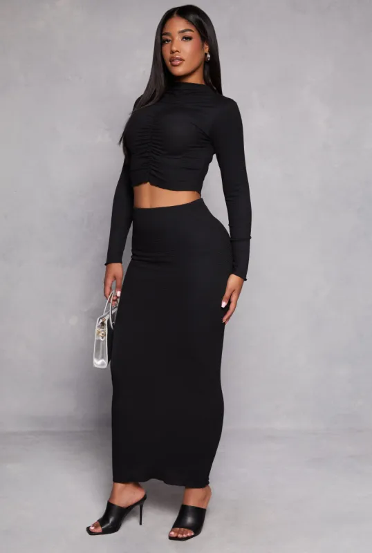 Almost Famous Textured Knit Maxi Pencil Skirt sold by Rainbow