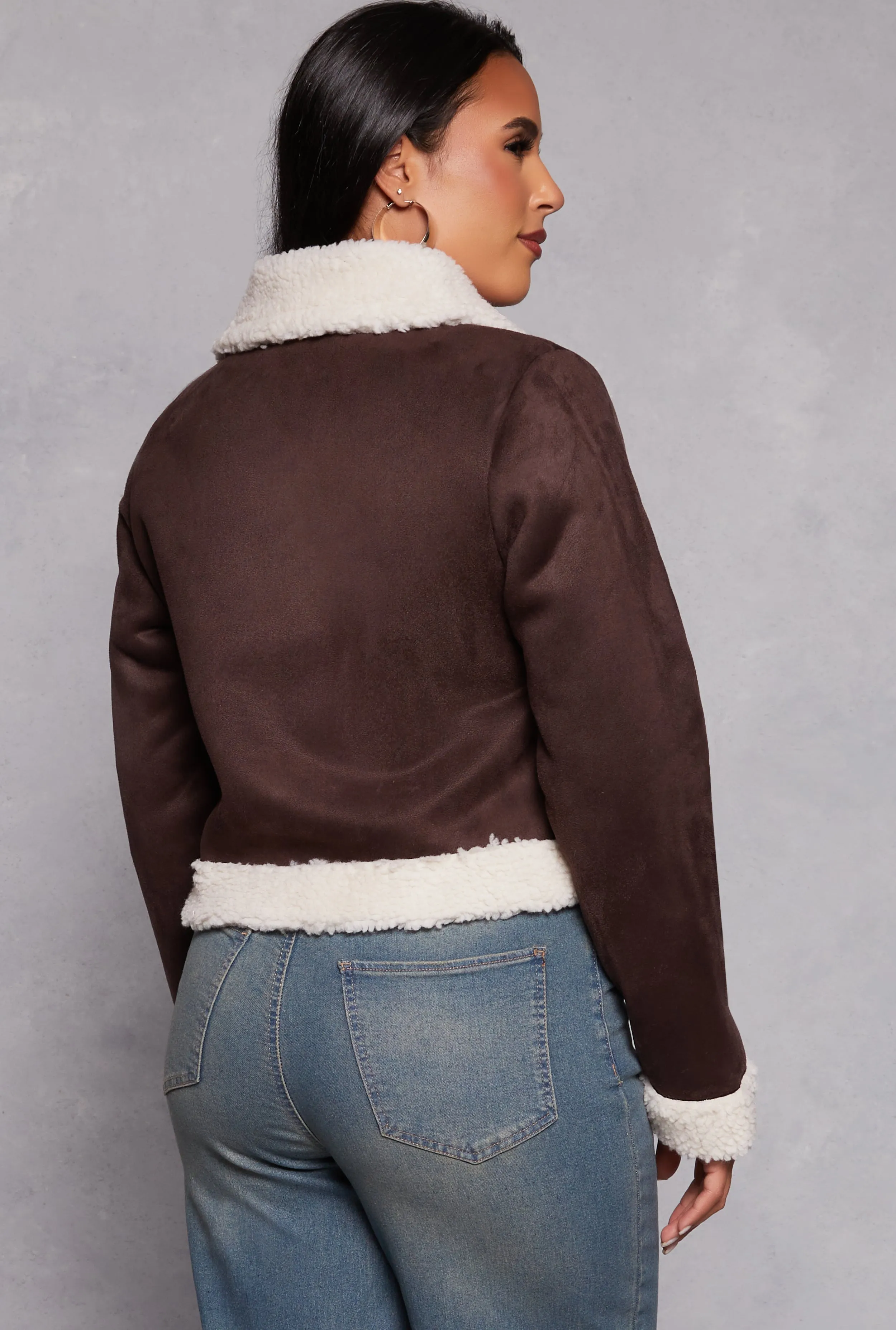 Faux Suede Sherpa Moto Jacket sold by Rainbow product image thumbnail 3