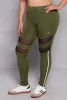 Plus Size Contrast Trim Mesh Detail Leggings sold by Rainbow