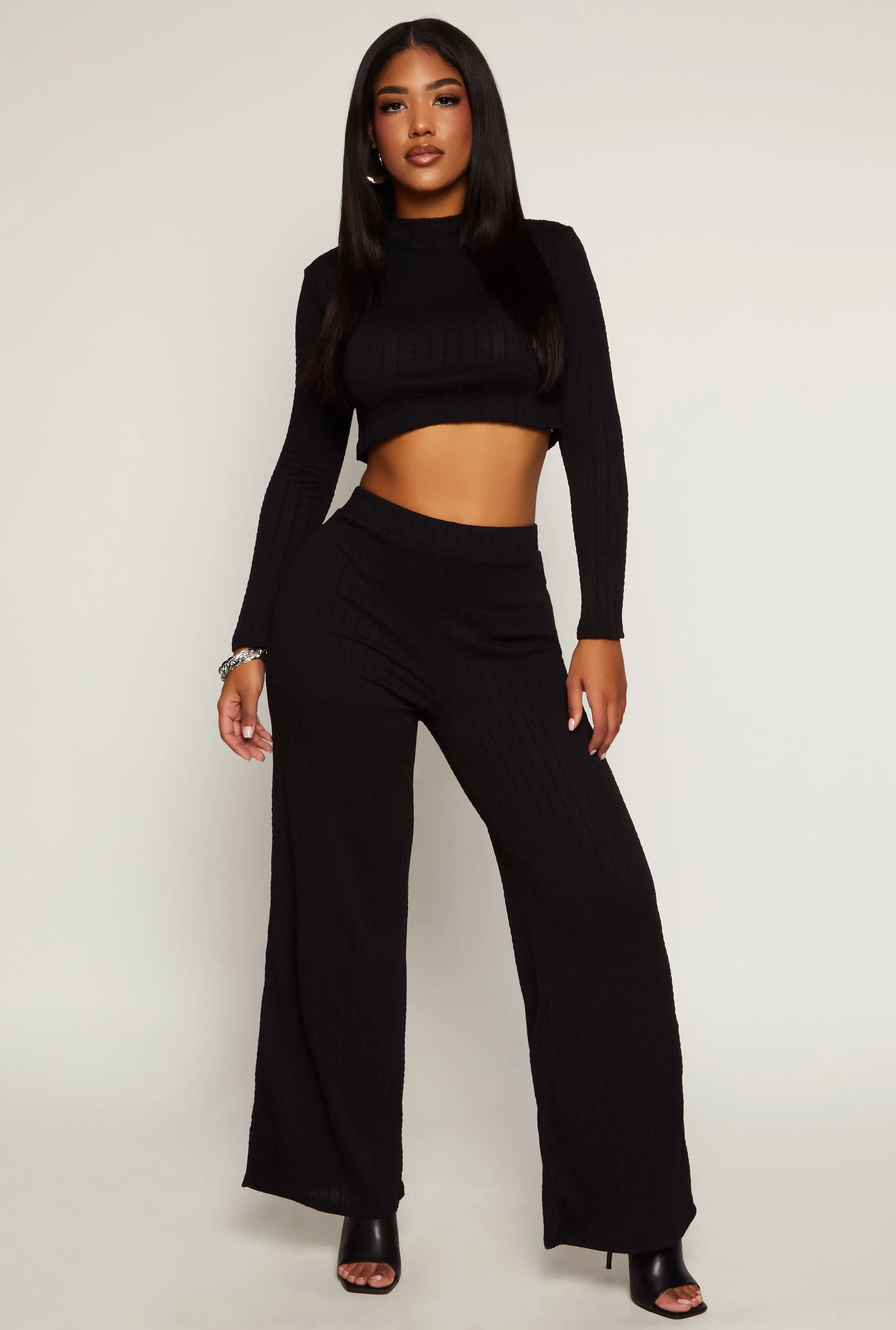 Cable Knit Mock Neck Crop Top sold by Rainbow product image thumbnail 2