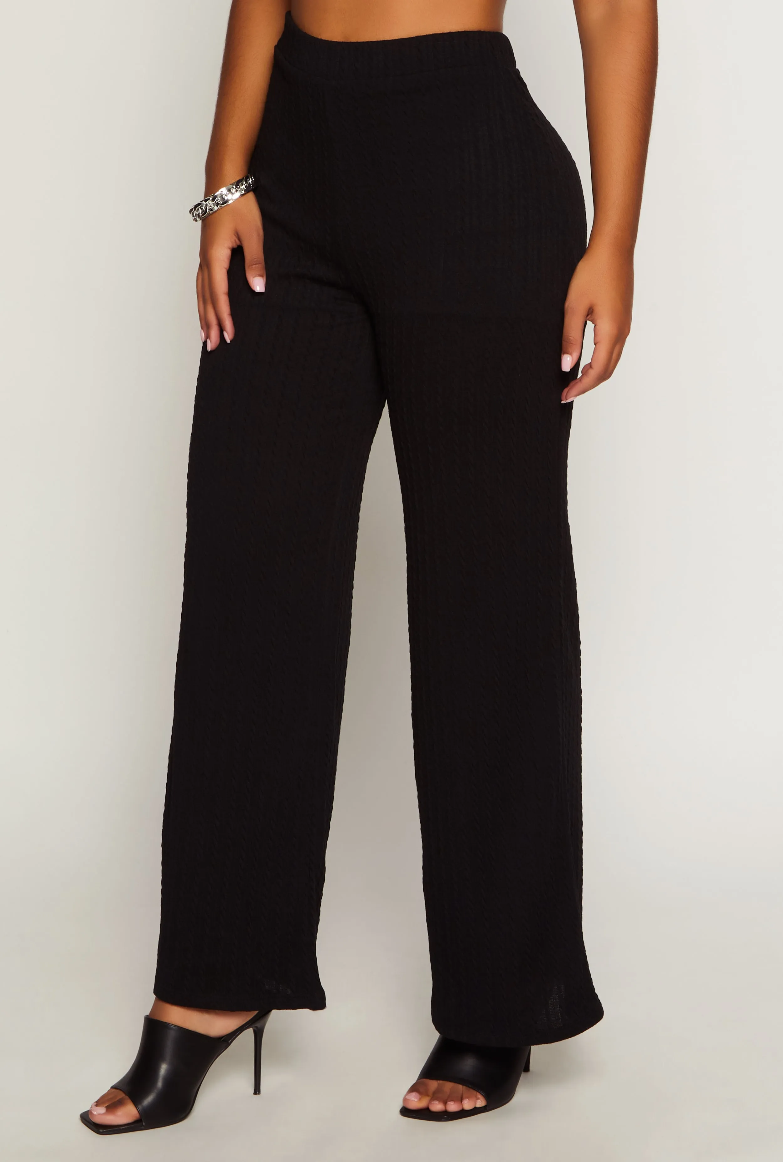 Cable Knit High Waisted Wide Leg Pants sold by Rainbow product image thumbnail 2
