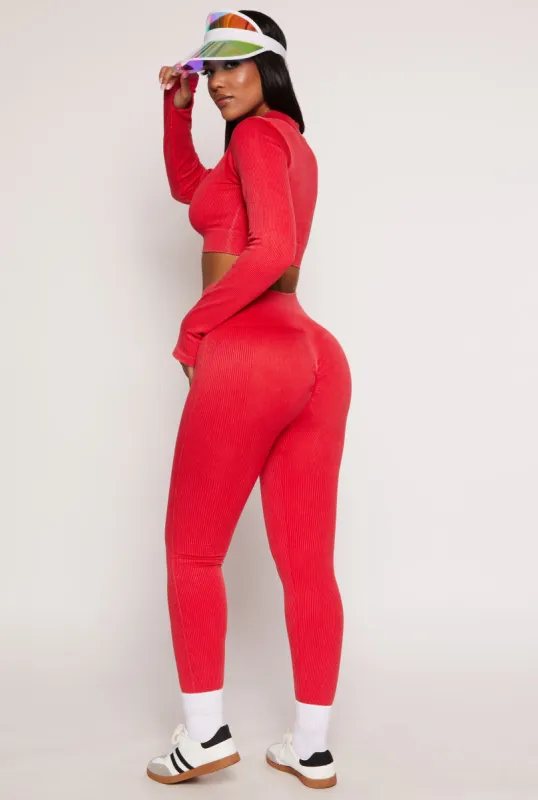 Daisy Ribbed Knit High Waist Leggings sold by Rainbow