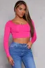 Daisy Scoop Neck Long Sleeve Crop Top sold by Rainbow