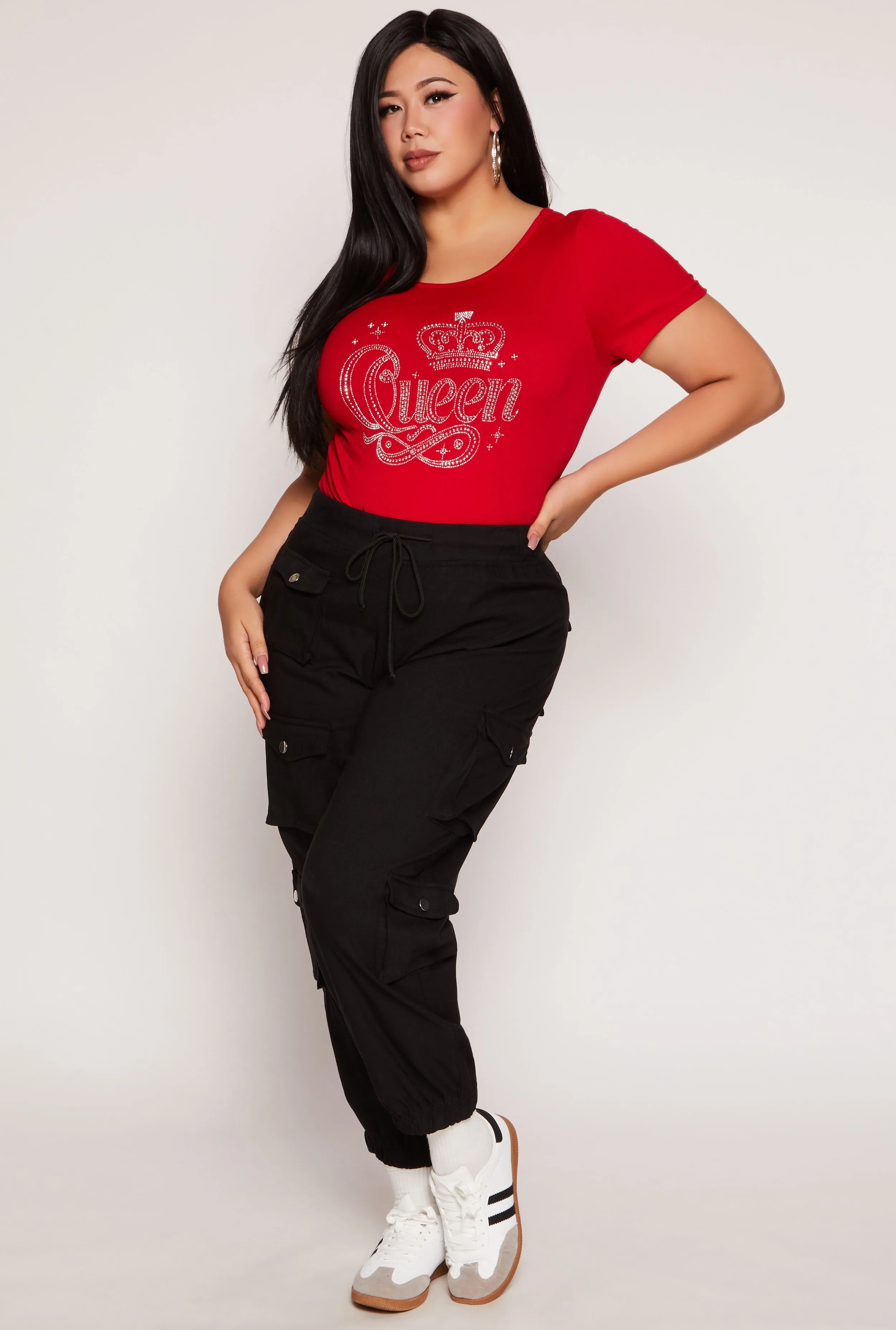 Plus Size High Waisted Cargo Joggers sold by Rainbow