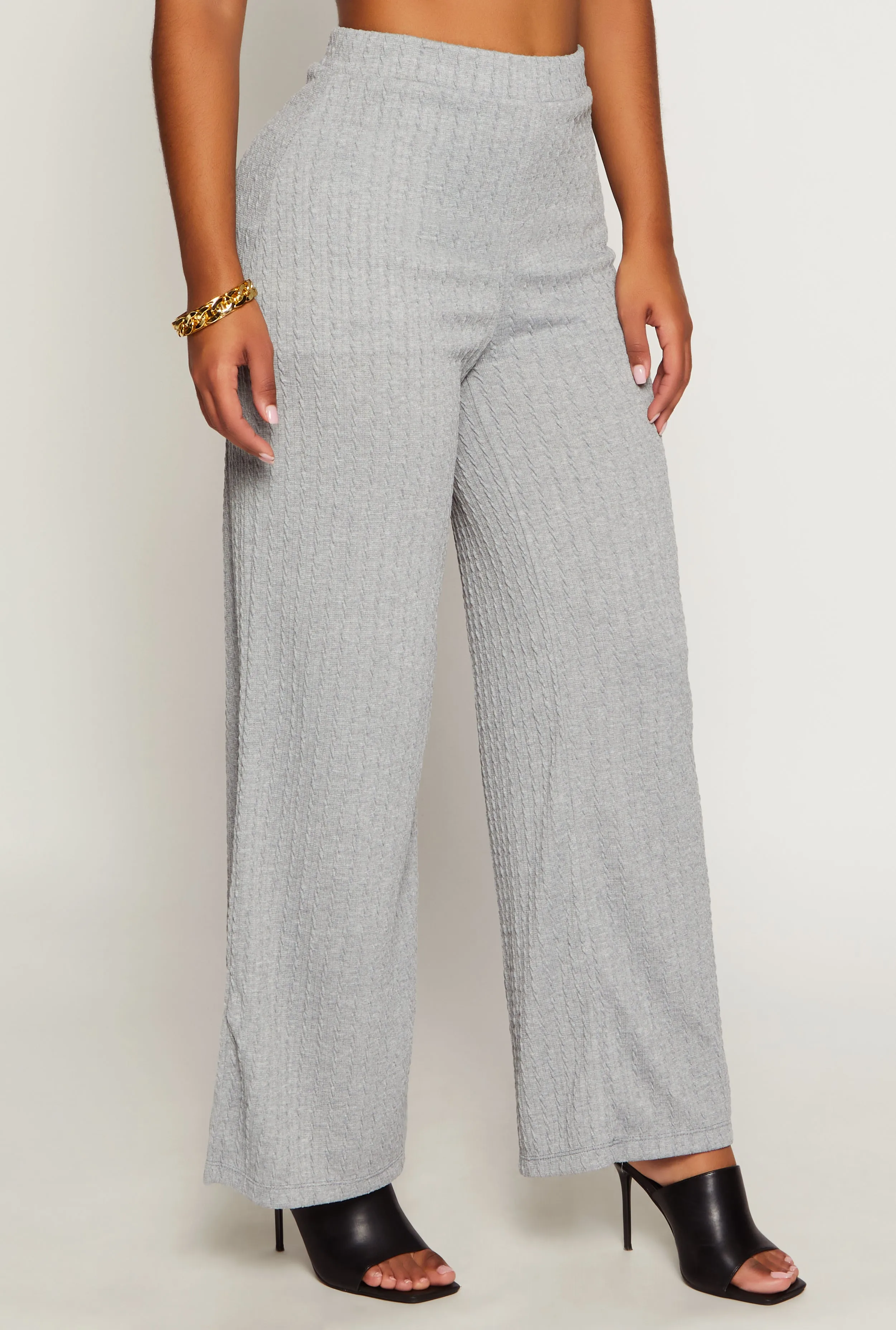 Cable Knit High Waisted Wide Leg Pants sold by Rainbow product image thumbnail 2