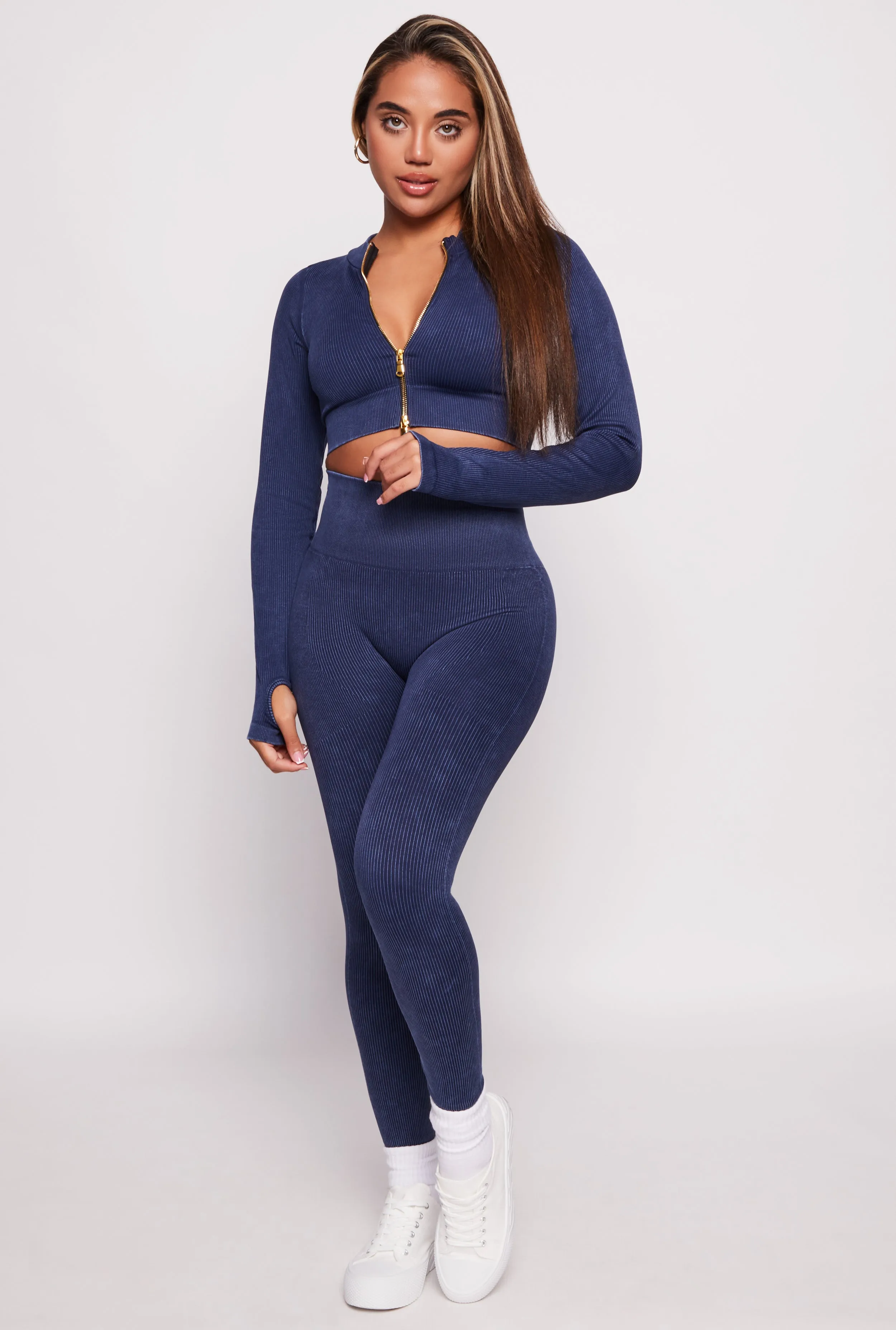 Daisy Ribbed Knit Cropped Track Jacket sold by Rainbow product image thumbnail 2