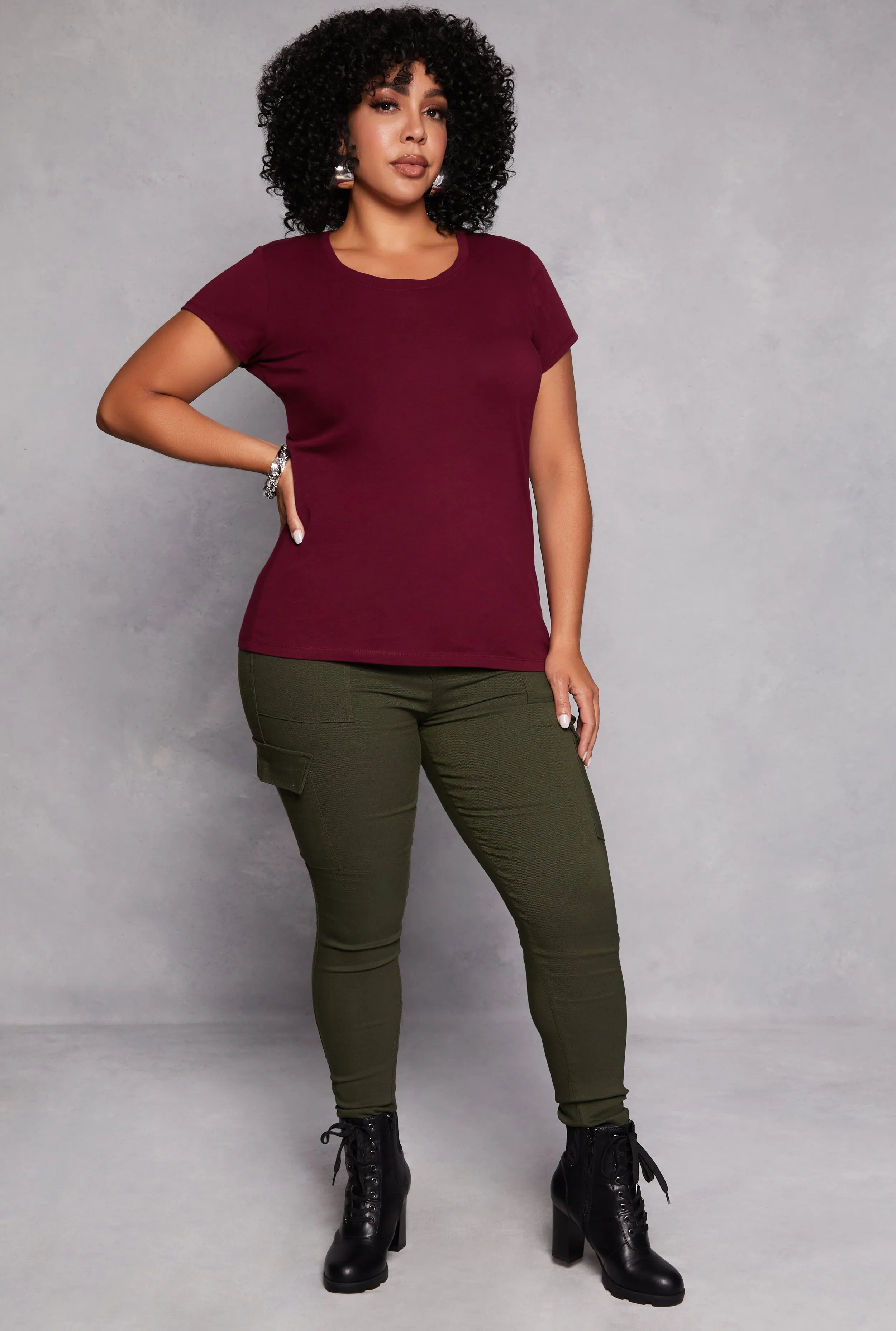 Plus Size Basic Short Sleeve Crew Neck Tee sold by Rainbow product image thumbnail 2