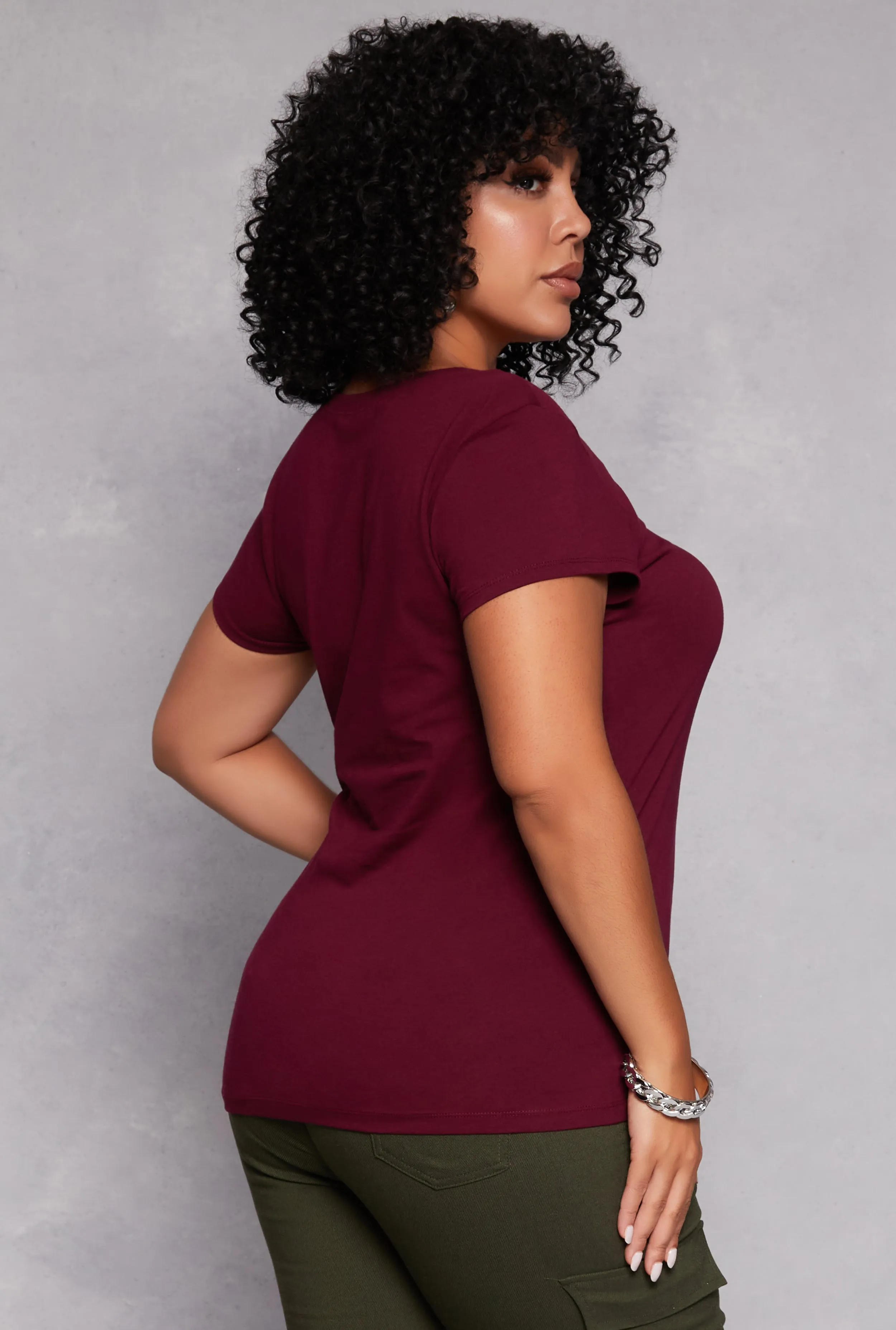 Plus Size Basic Short Sleeve Crew Neck Tee sold by Rainbow product image thumbnail 3