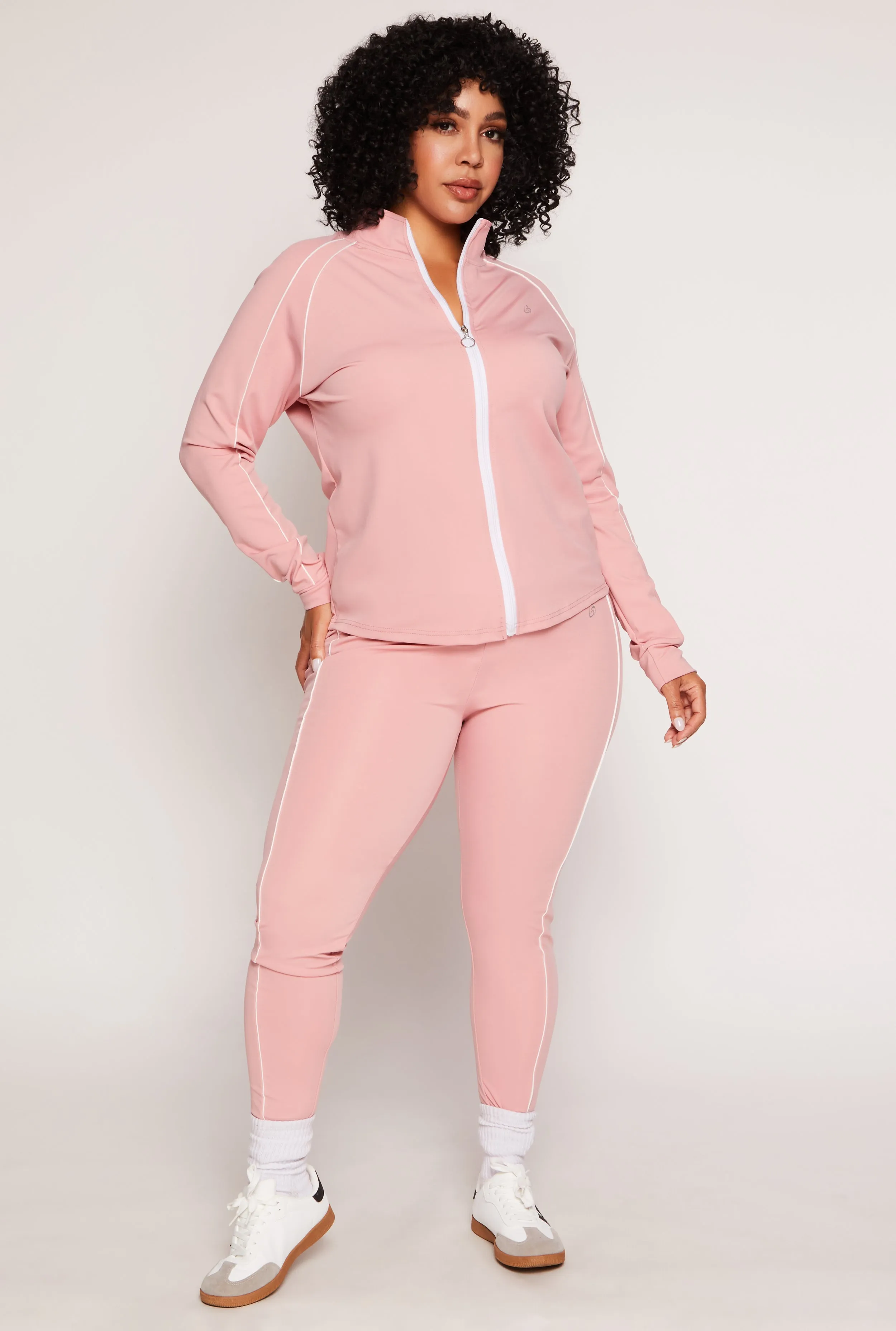 Plus Size Contrast Piping High Waist Leggings sold by Rainbow