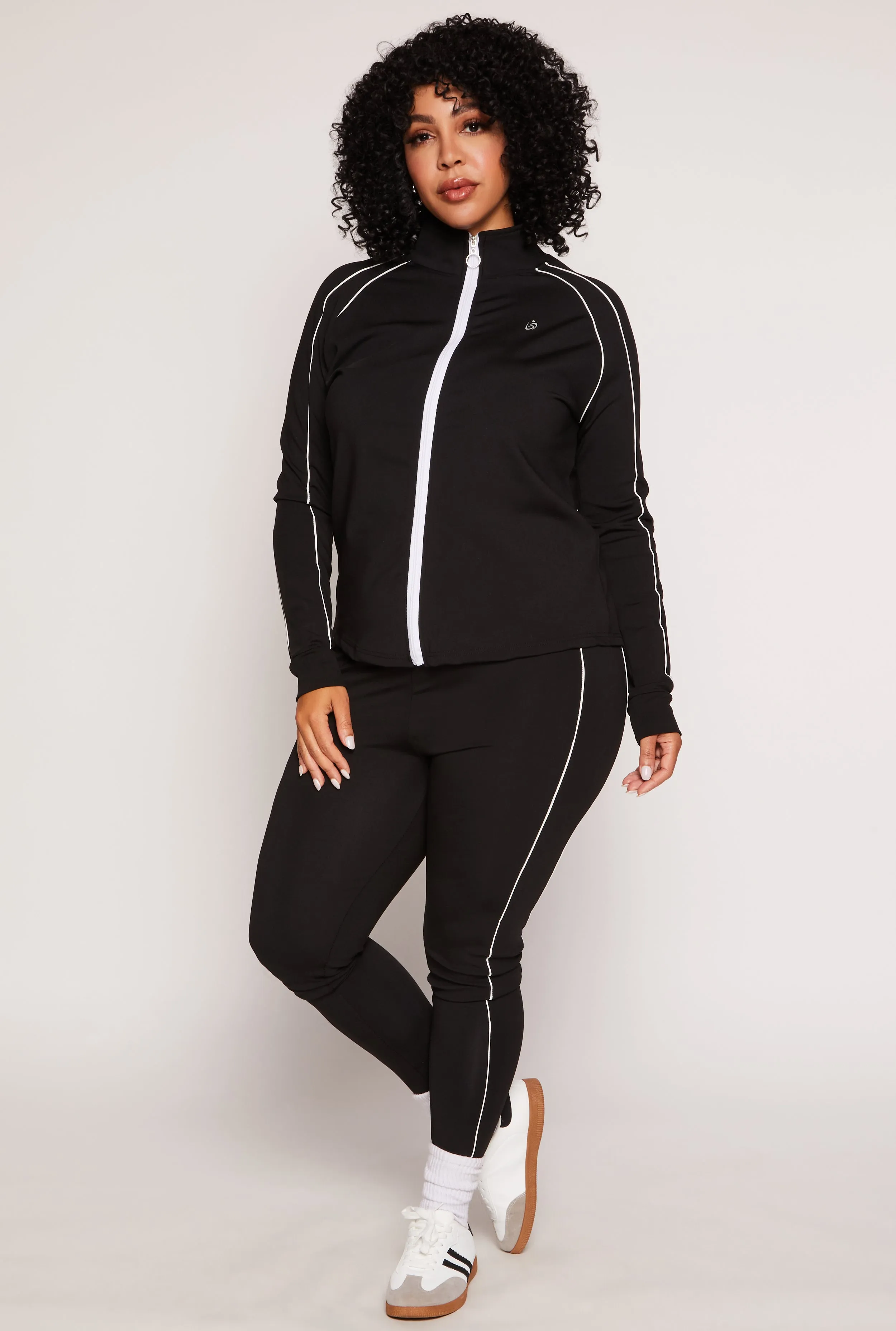 Plus Size Contrast Piping High Waist Leggings sold by Rainbow