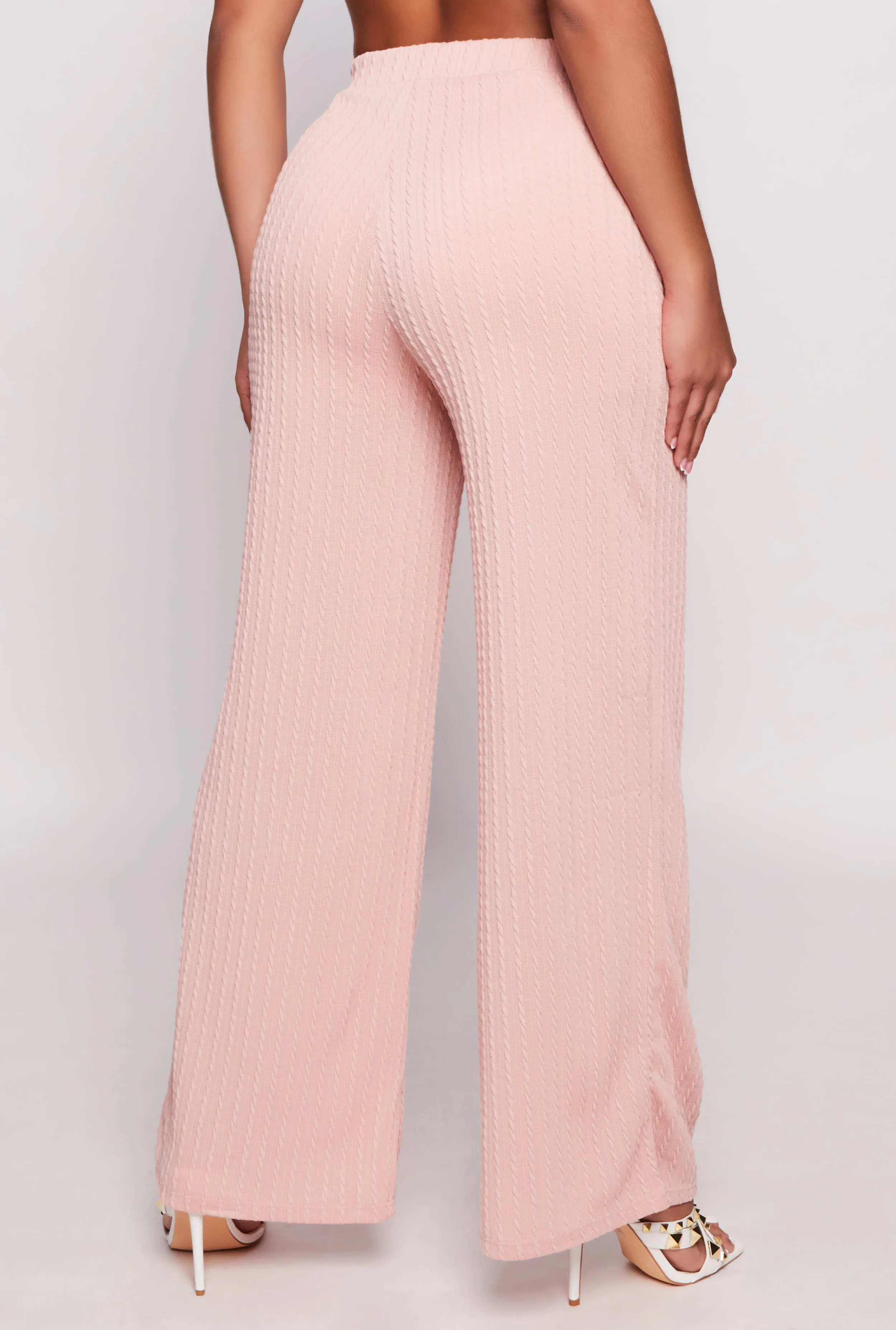 Cable Knit High Waisted Wide Leg Pants sold by Rainbow product image thumbnail 3