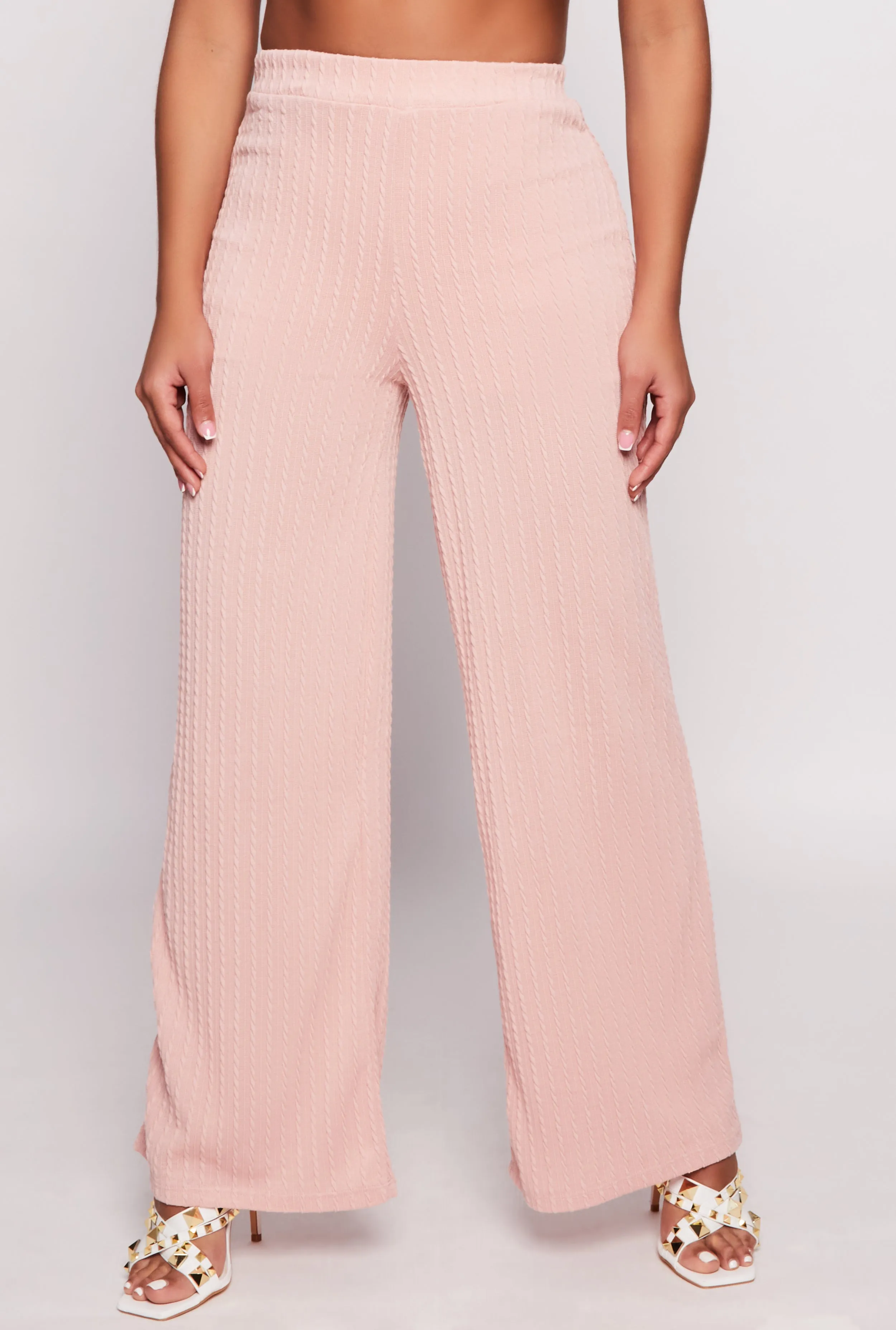 Cable Knit High Waisted Wide Leg Pants sold by Rainbow product image thumbnail 2