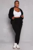 Plus Size Ruched Sleeve Zip Front Hoodie sold by Rainbow