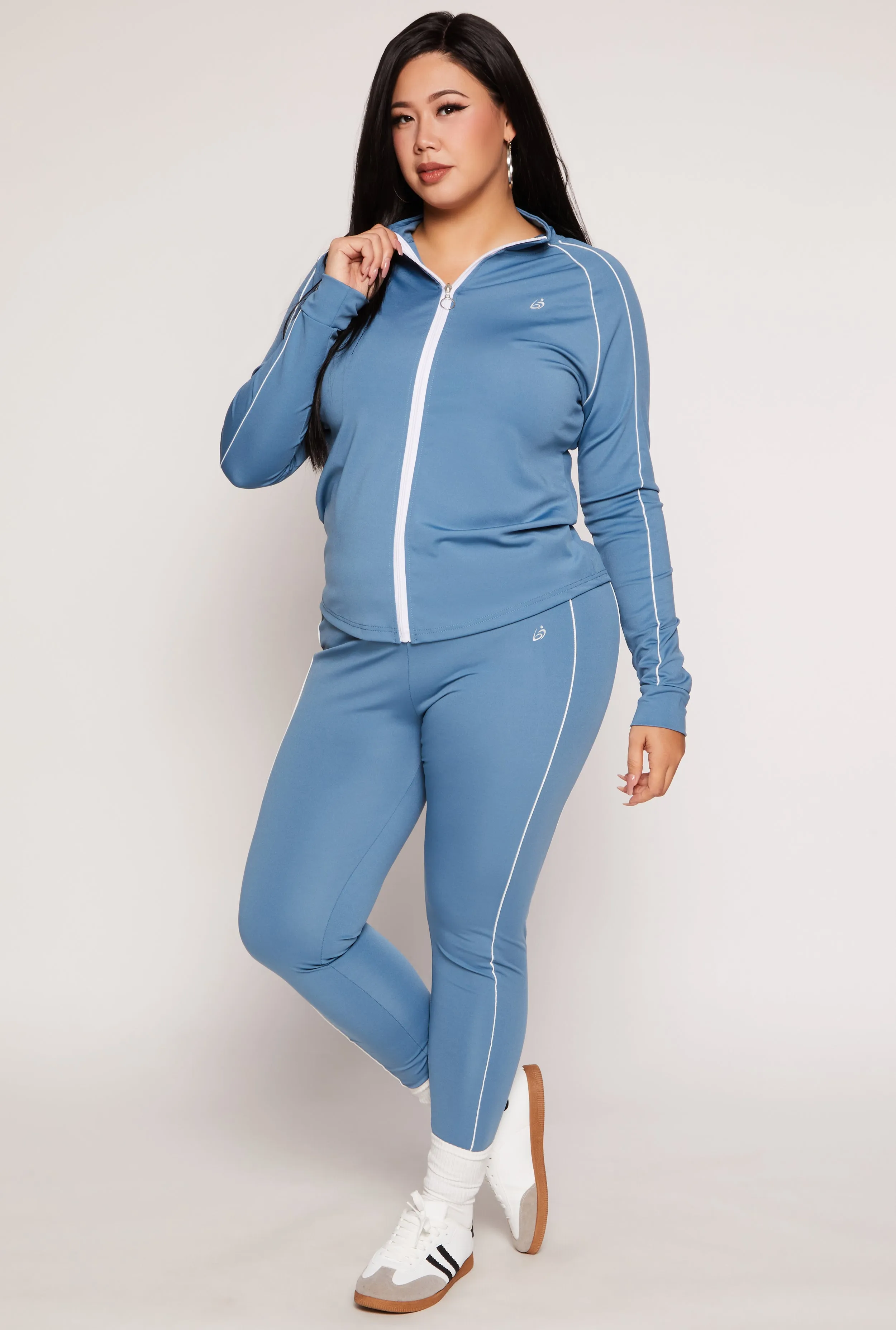 Plus Size Contrast Piping Zip Front Track Jacket sold by Rainbow product image thumbnail 2