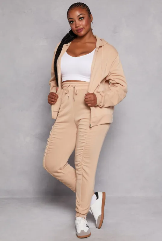 Plus Size Fleece Ruched Drawstring Joggers sold by Rainbow