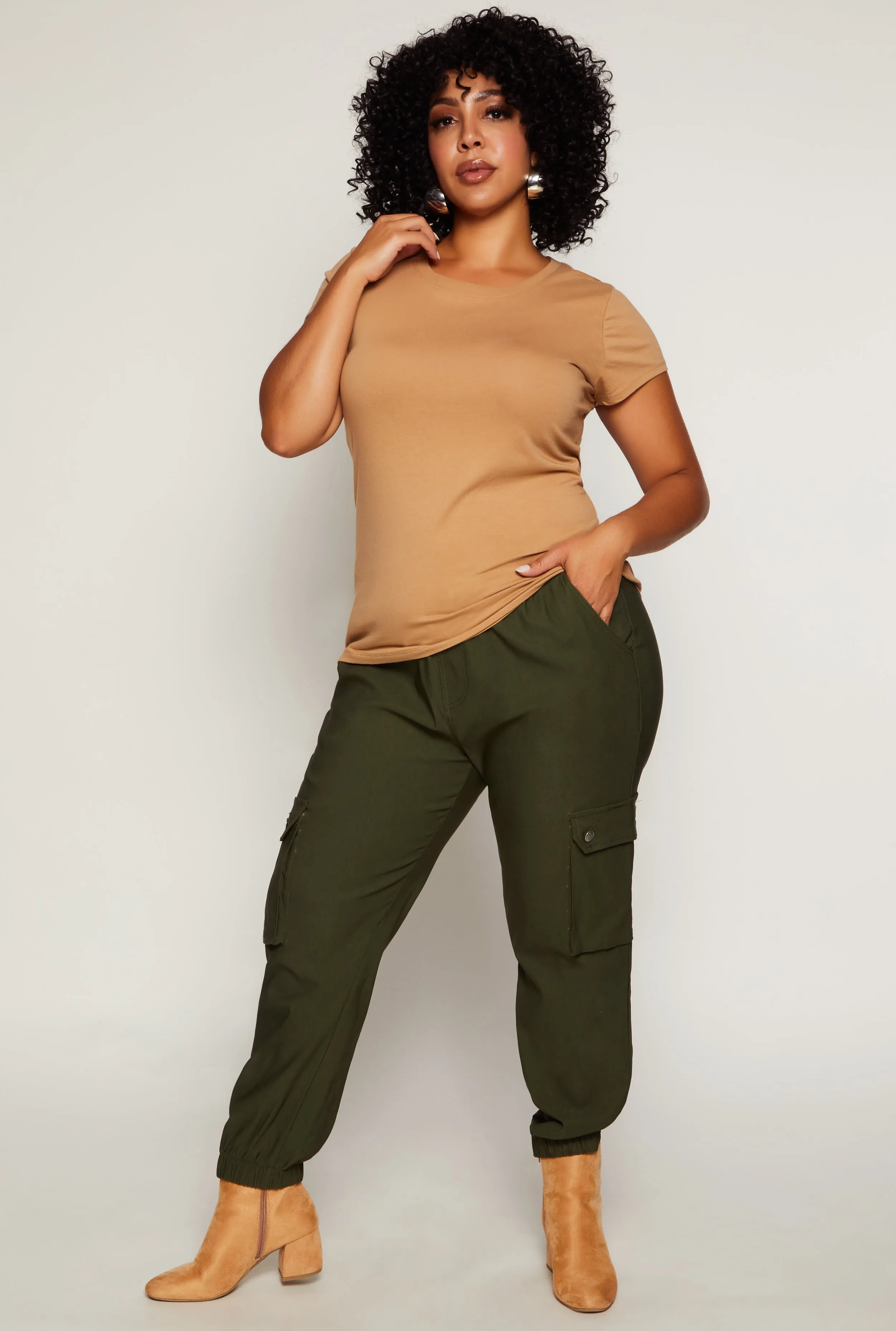 Plus Size Twill Cargo Joggers sold by Rainbow
