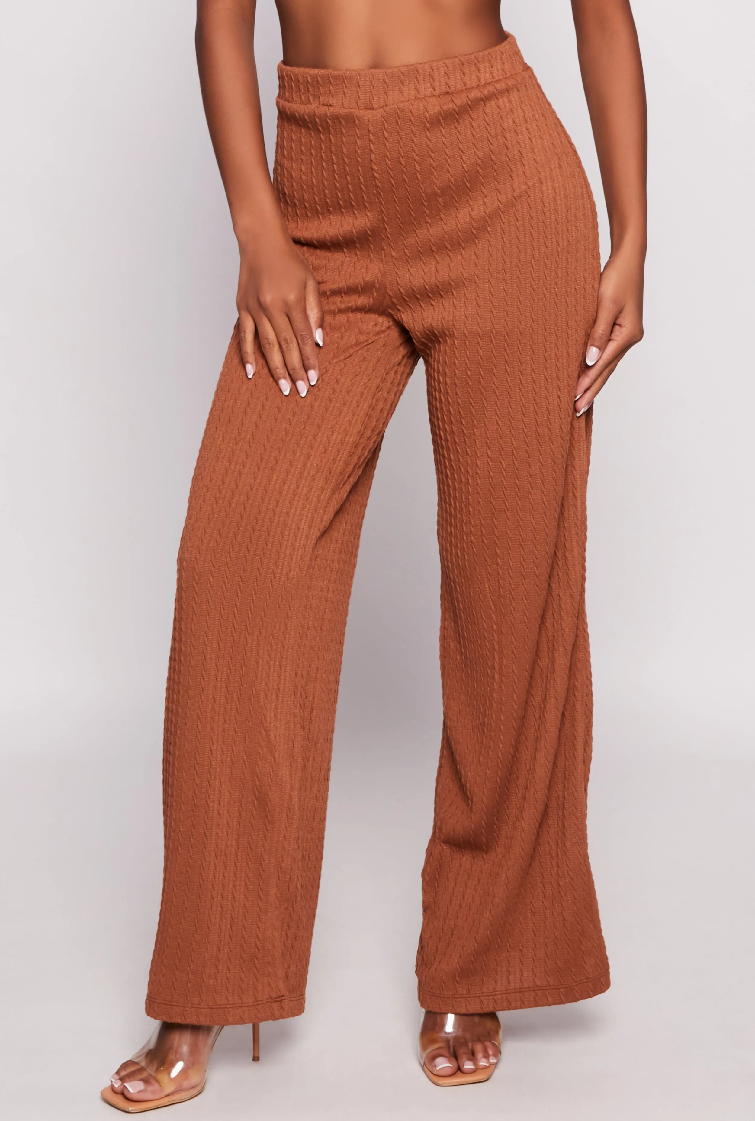 Cable Knit High Waisted Wide Leg Pants sold by Rainbow product image thumbnail 2