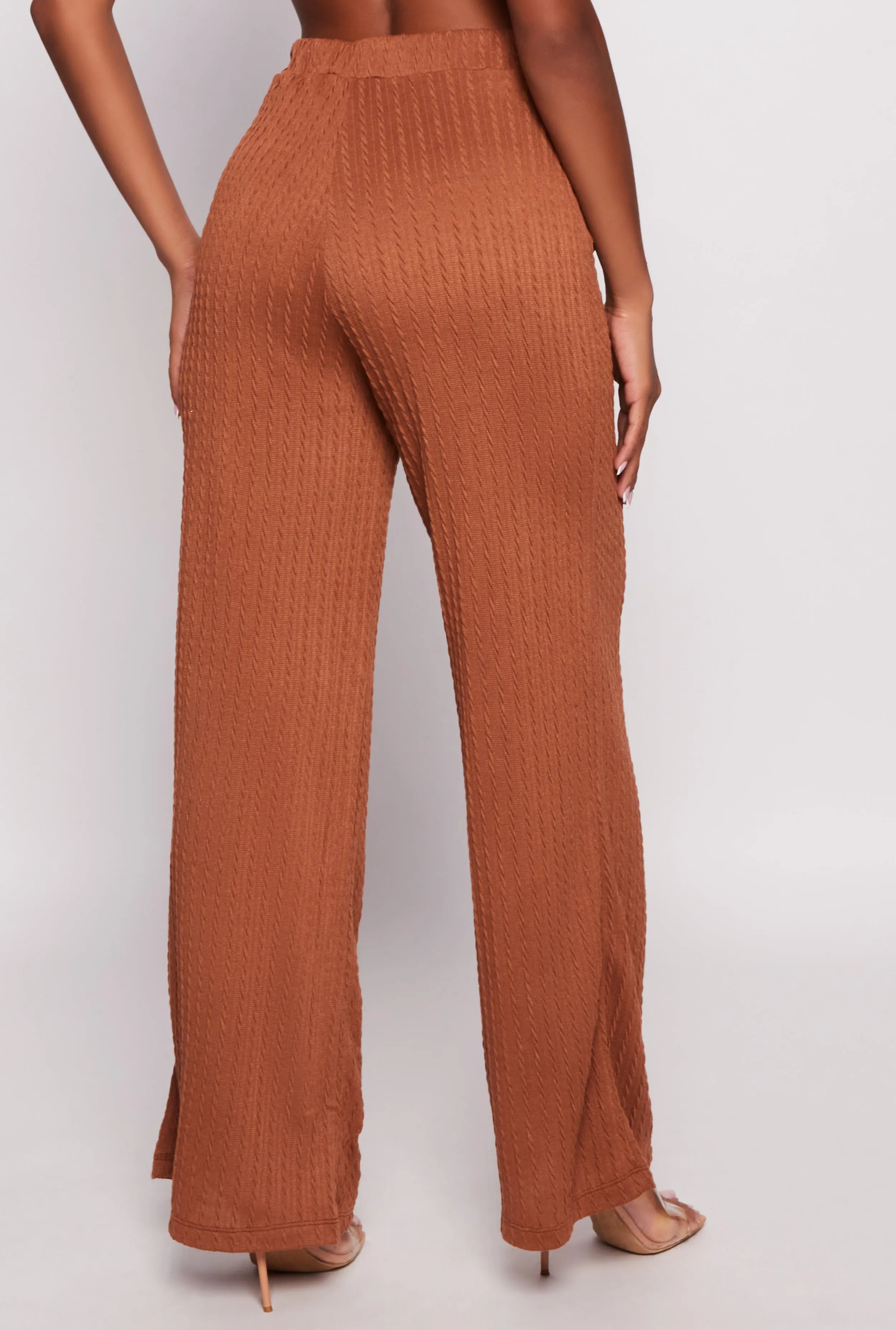 Cable Knit High Waisted Wide Leg Pants sold by Rainbow product image thumbnail 3