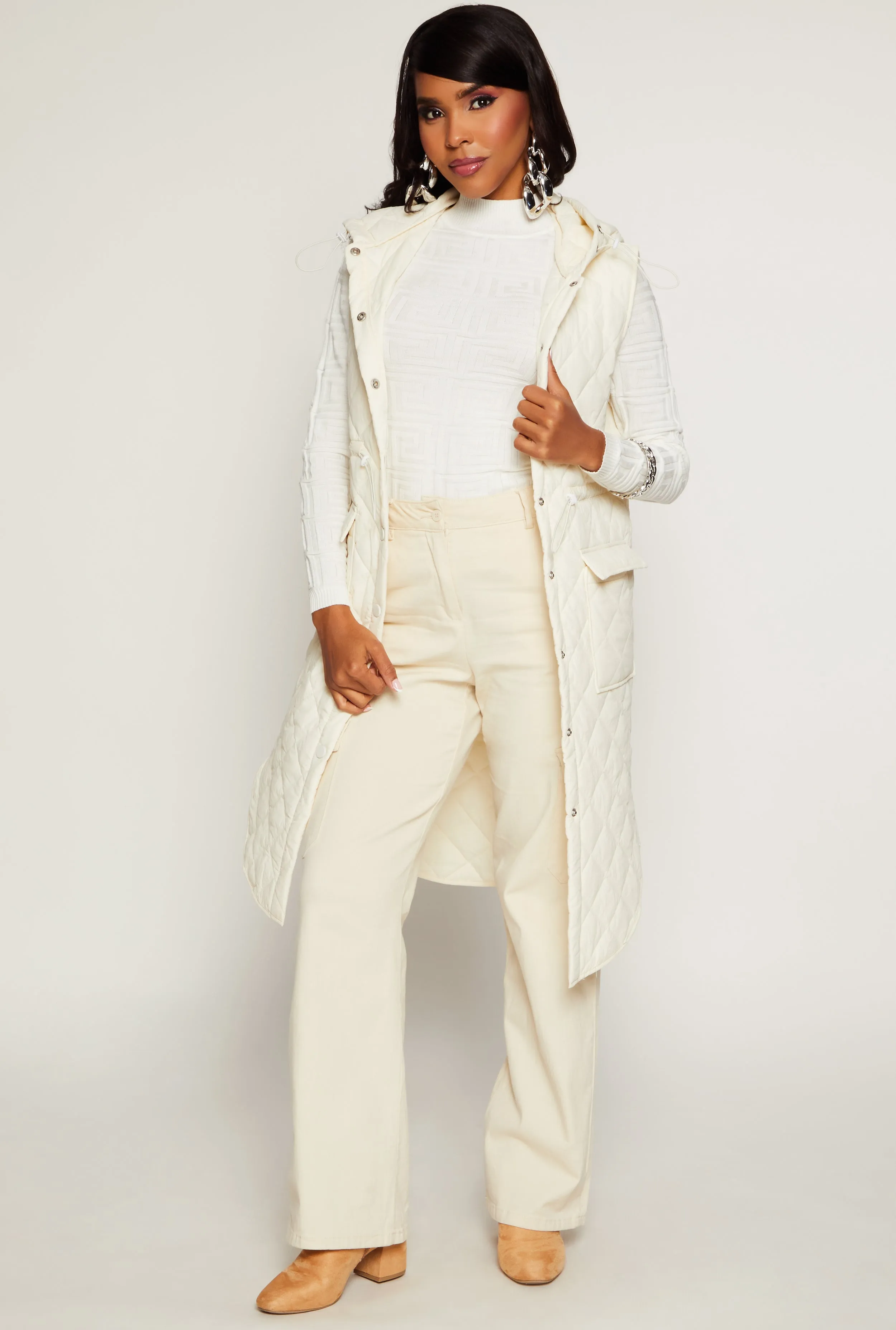 Hooded Long Quilted Vest sold by Rainbow product image thumbnail 2