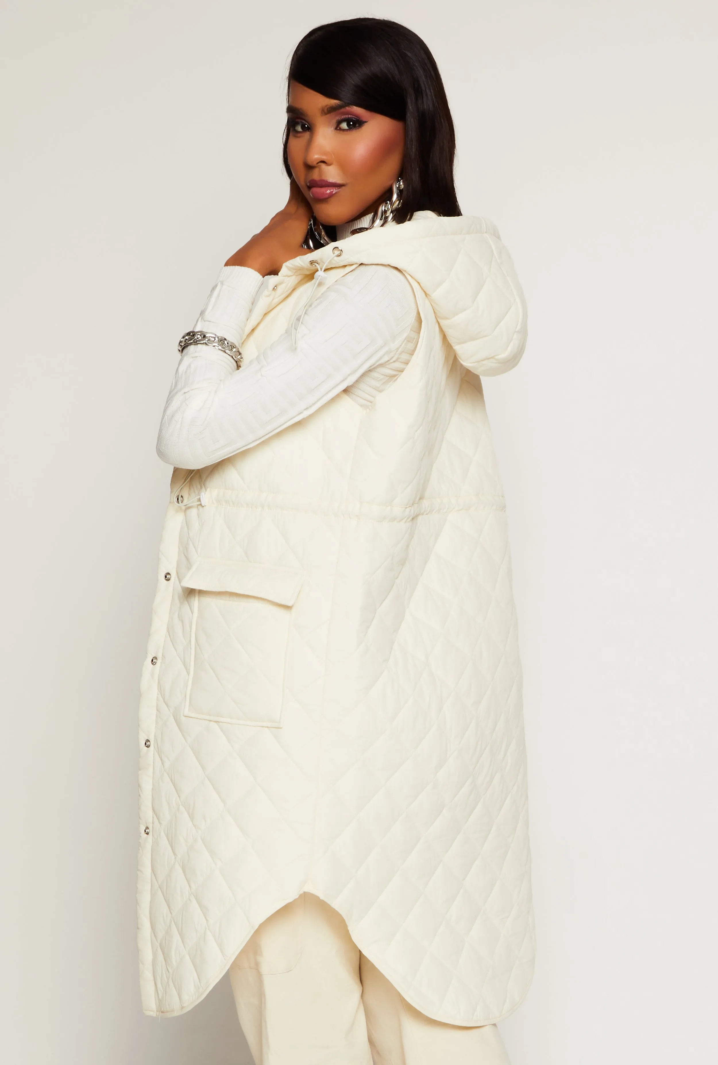 Hooded Long Quilted Vest sold by Rainbow product image thumbnail 3