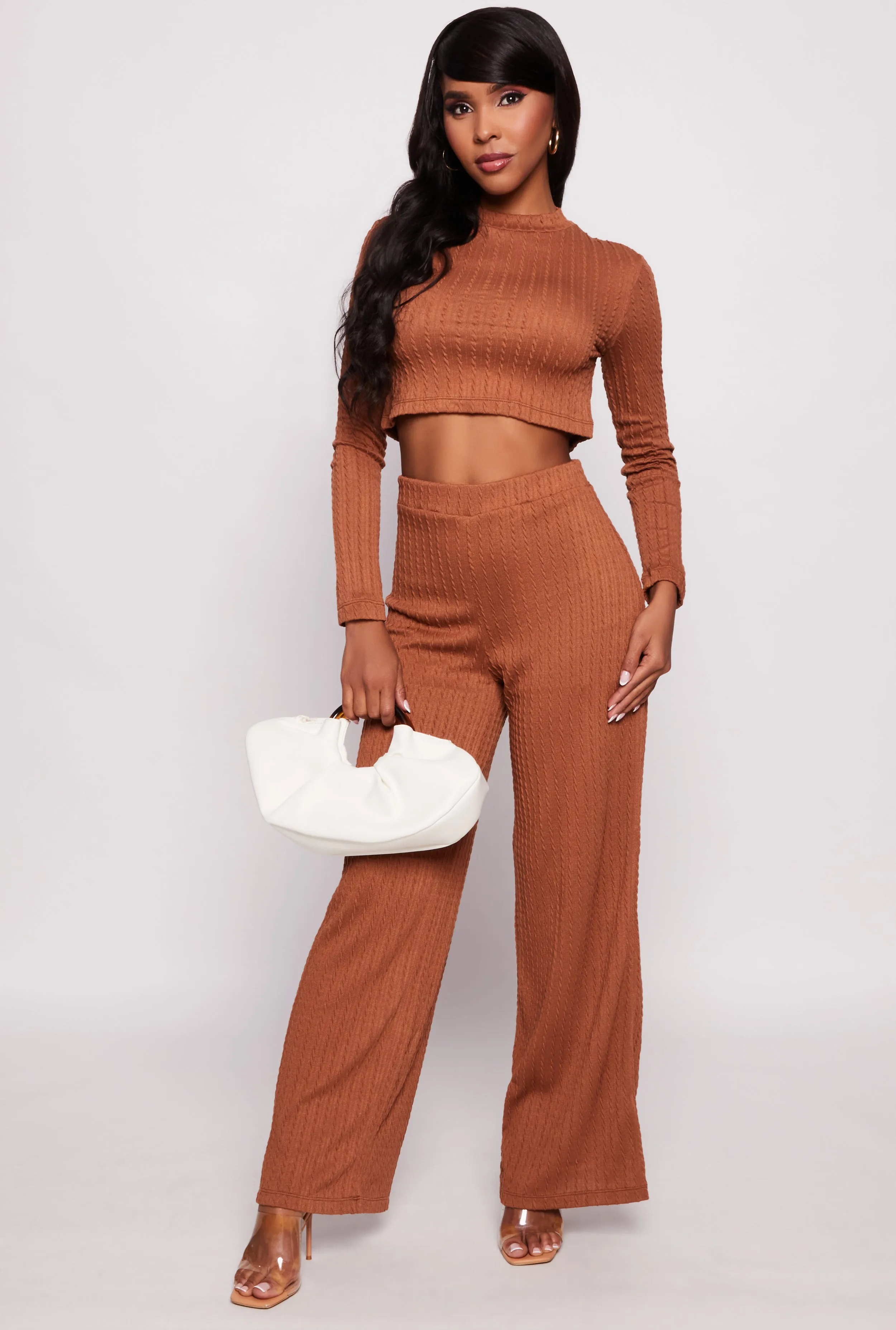 Cable Knit Mock Neck Crop Top sold by Rainbow product image thumbnail 2