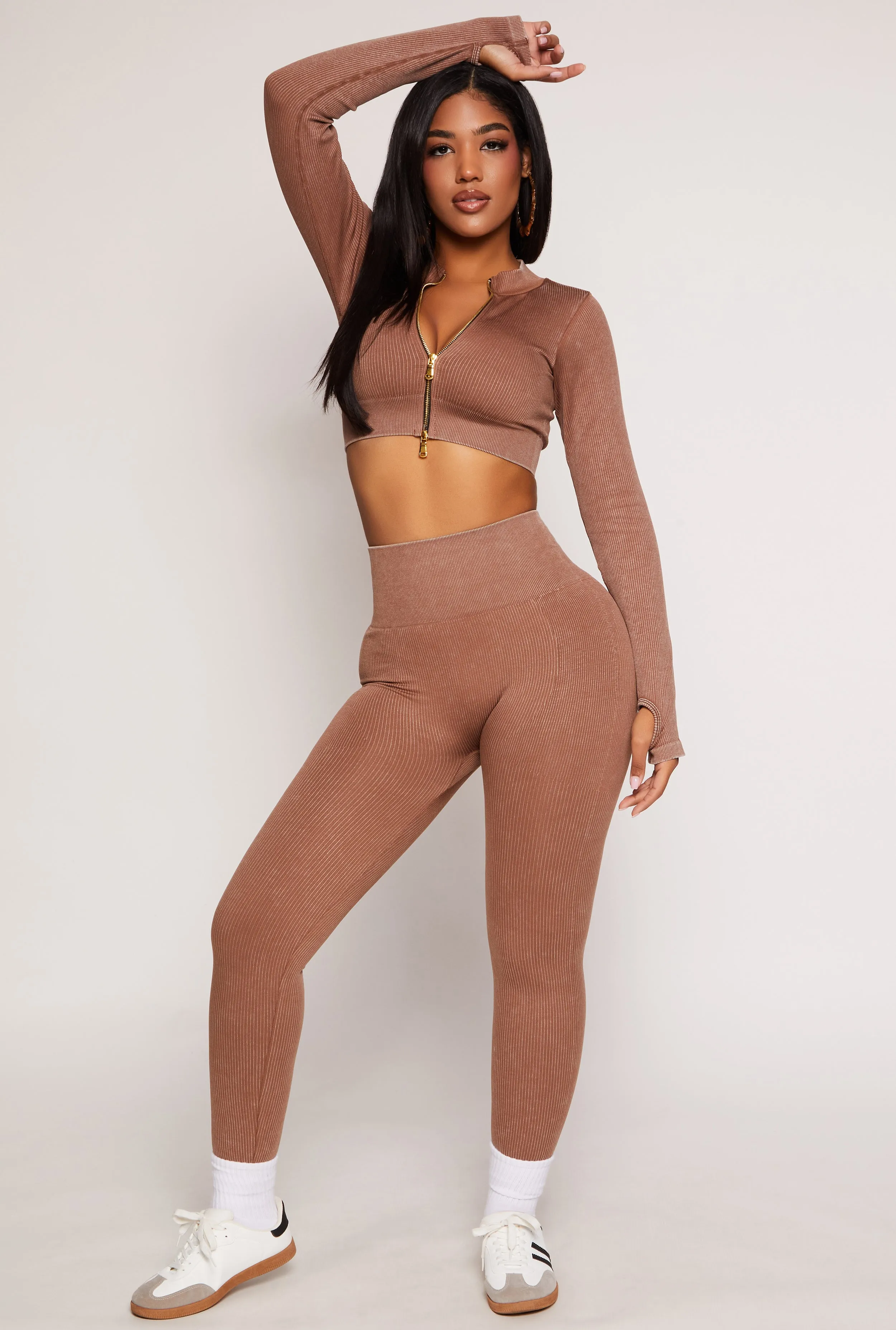 Daisy Ribbed Knit Cropped Track Jacket sold by Rainbow product image thumbnail 2