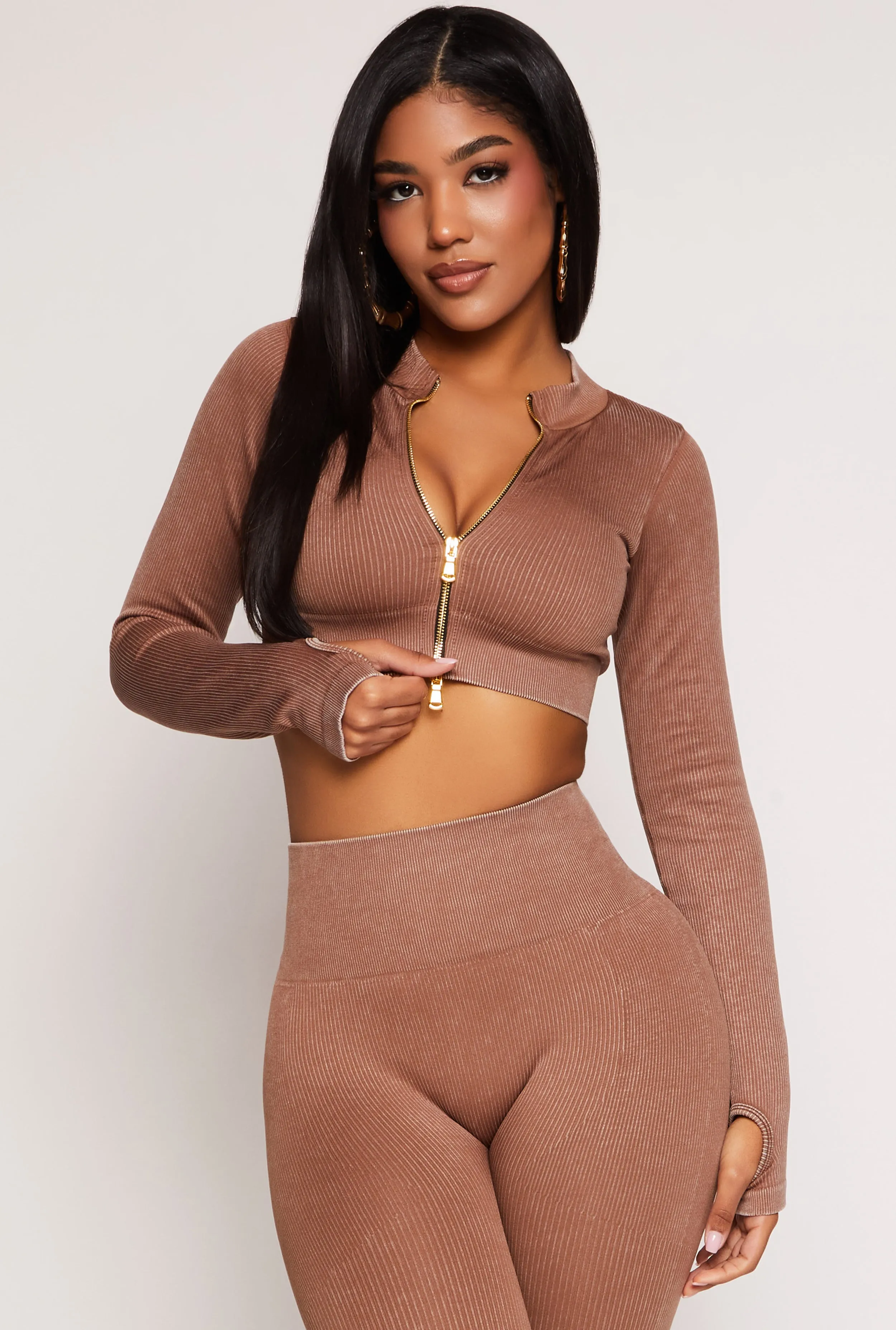 Daisy Ribbed Knit Cropped Track Jacket sold by Rainbow