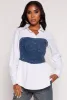 Denim Corset Detail Long Sleeve Shirt sold by Rainbow