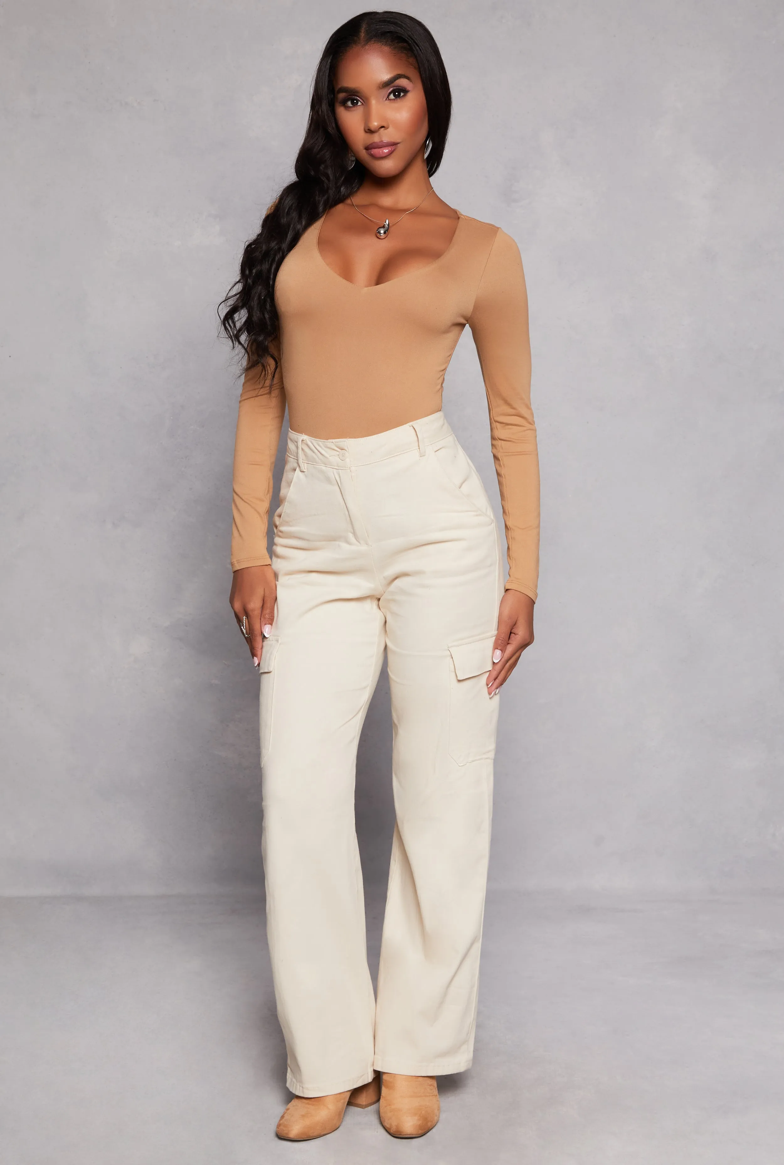 Basic V Neck Long Sleeve Bodysuit sold by Rainbow product image thumbnail 2