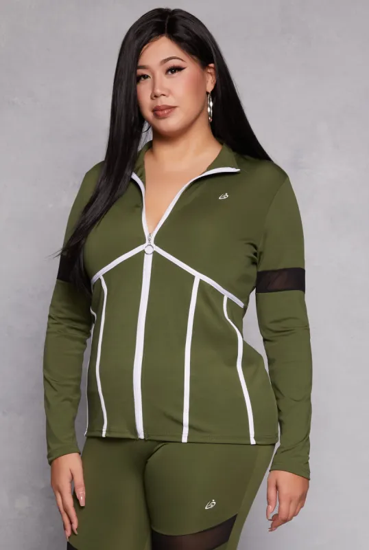 Plus Size Mesh Detail Track Jacket sold by Rainbow