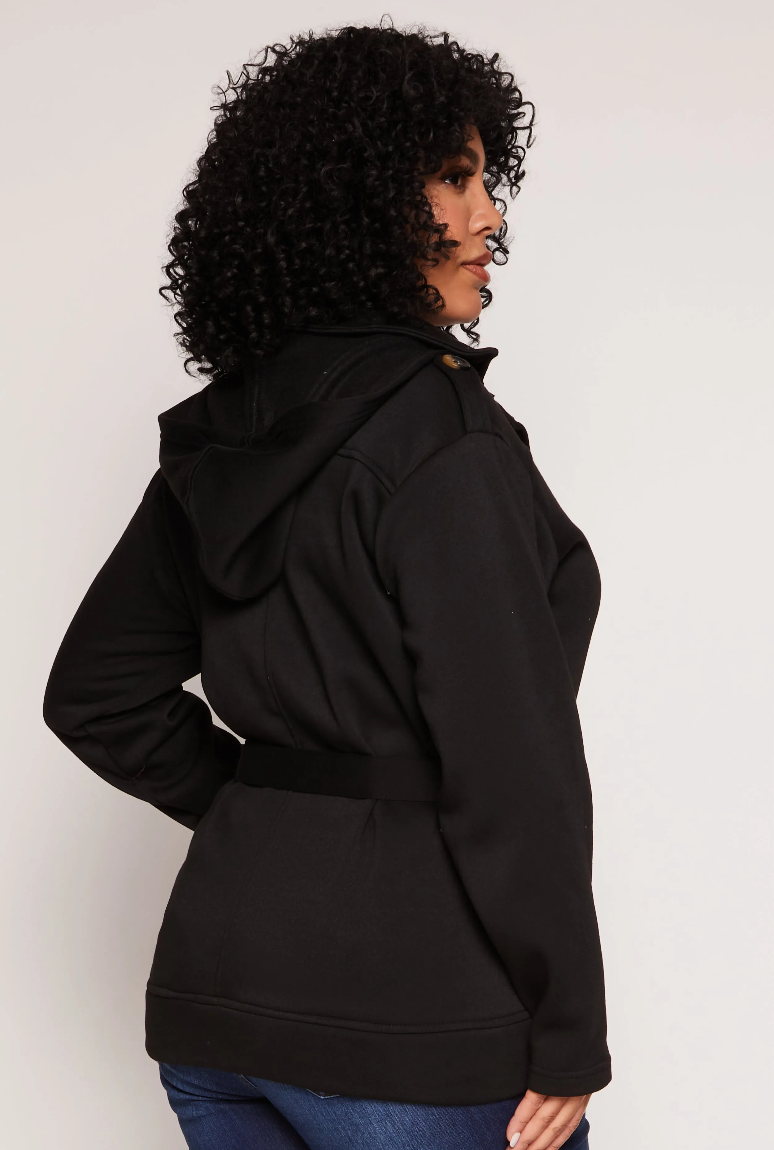 Plus Size Button Front Belted Peacoat sold by Rainbow product image thumbnail 3