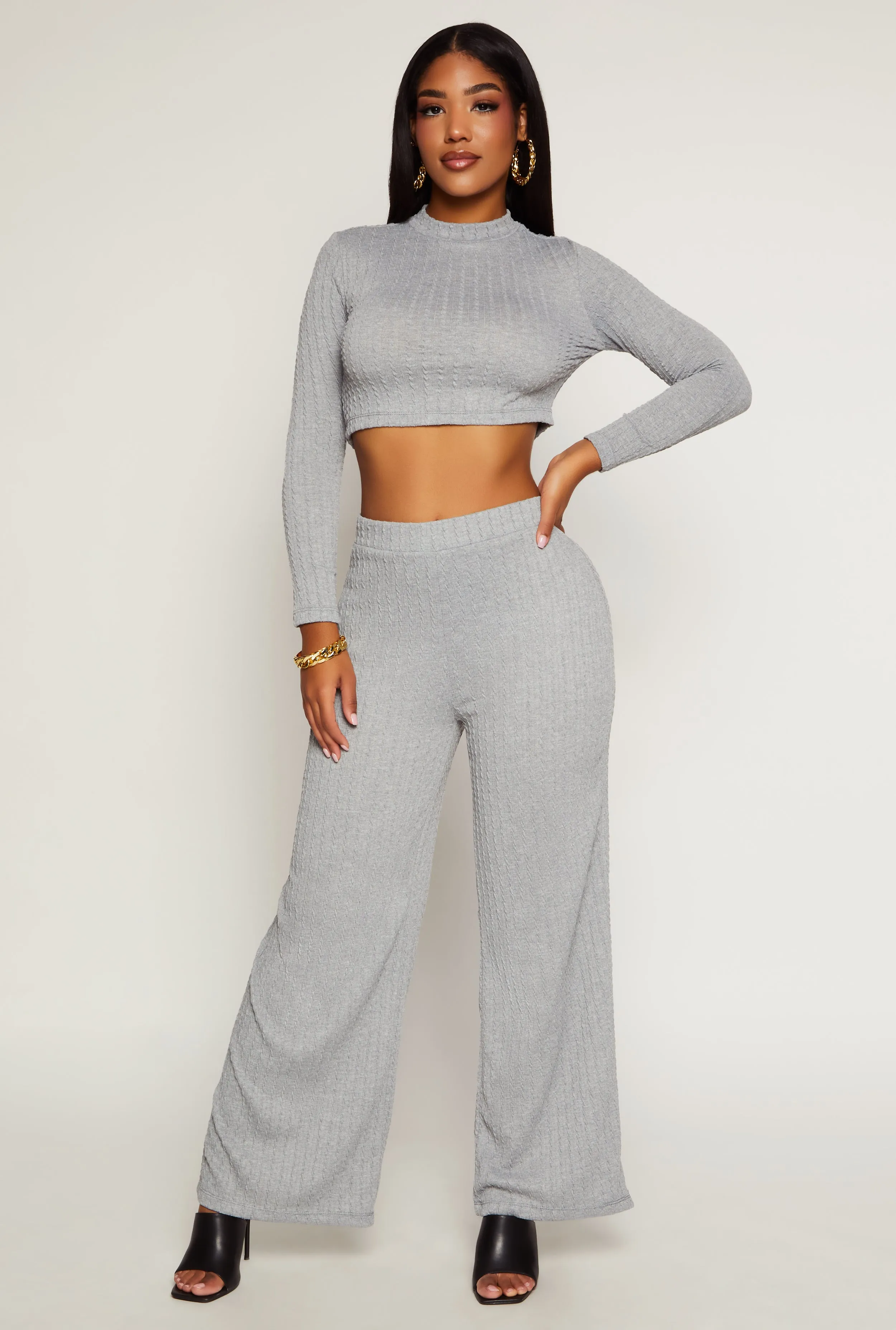 Cable Knit Mock Neck Crop Top sold by Rainbow product image thumbnail 2