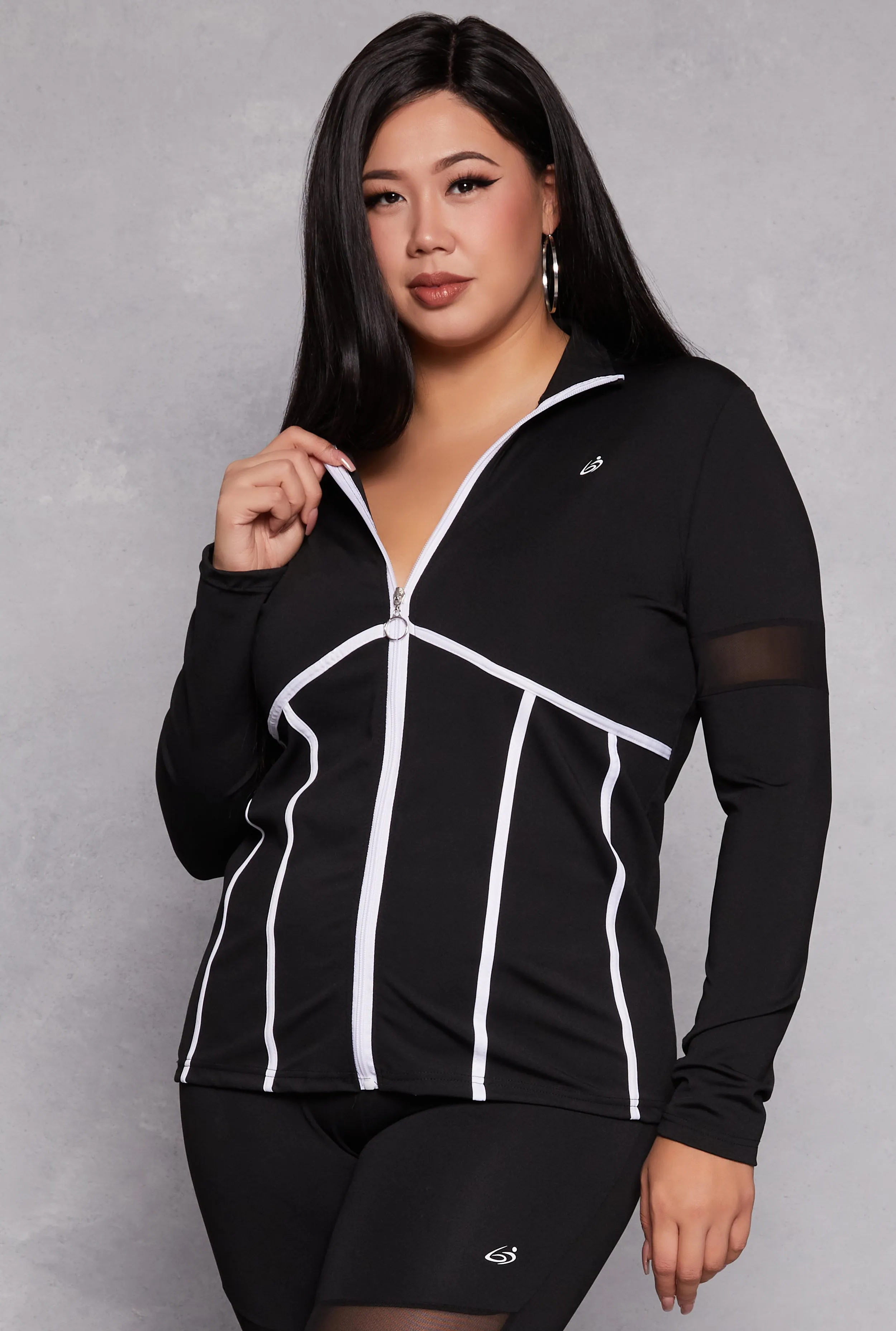 Plus Size Mesh Detail Track Jacket sold by Rainbow