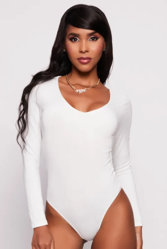 Basic V Neck Long Sleeve Bodysuit sold by Rainbow