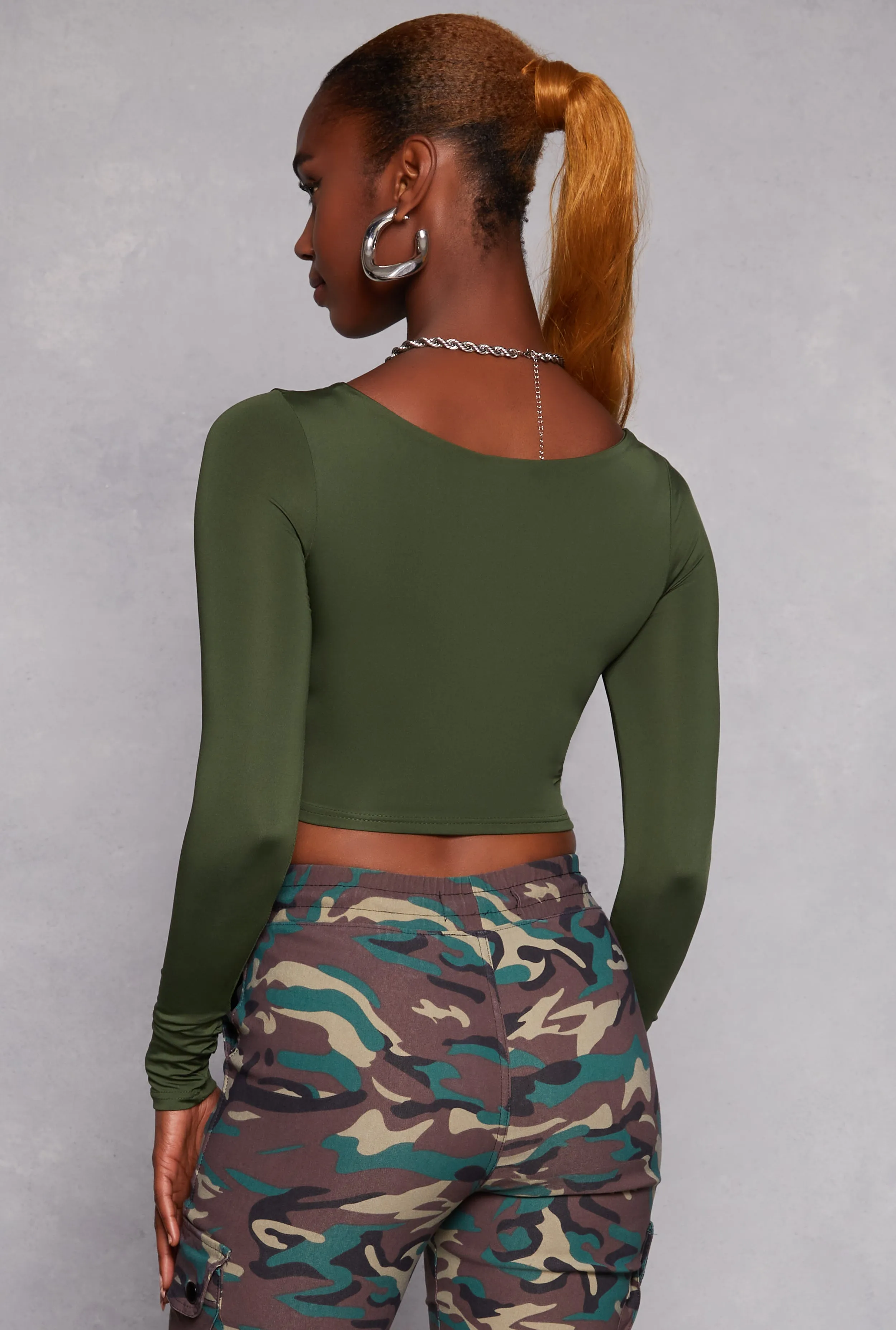 Daisy Scoop Neck Long Sleeve Crop Top sold by Rainbow product image thumbnail 3