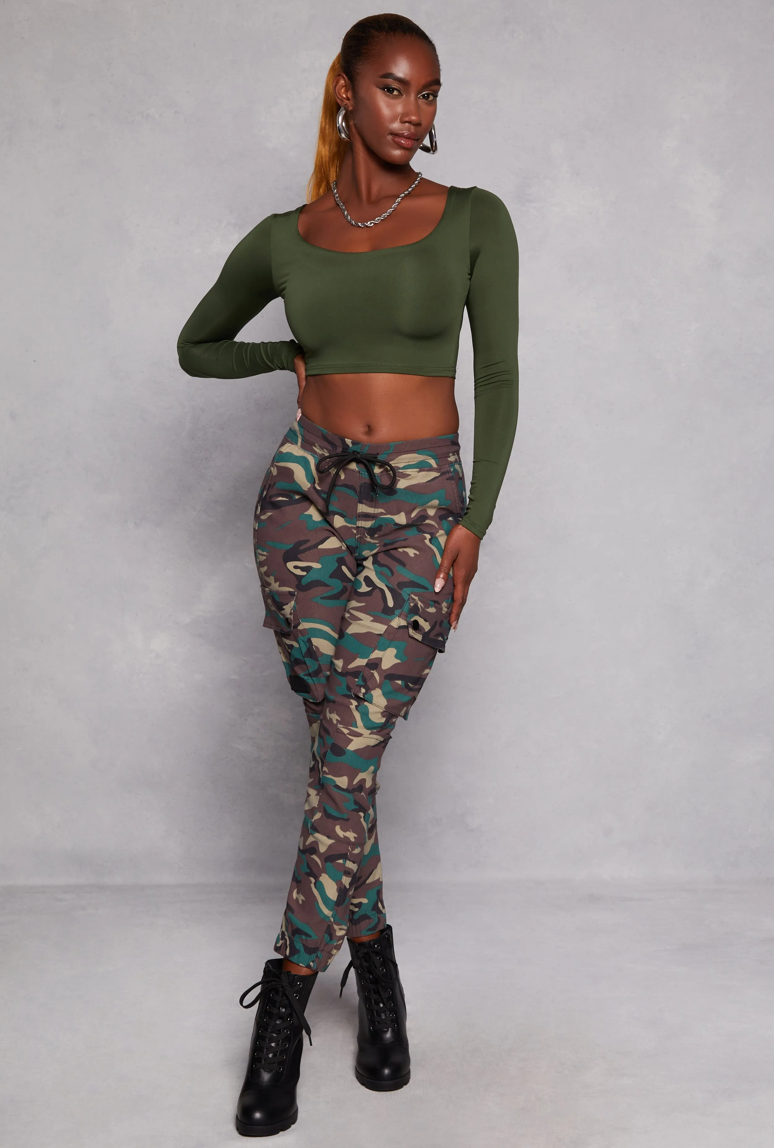 Daisy Scoop Neck Long Sleeve Crop Top sold by Rainbow product image thumbnail 2