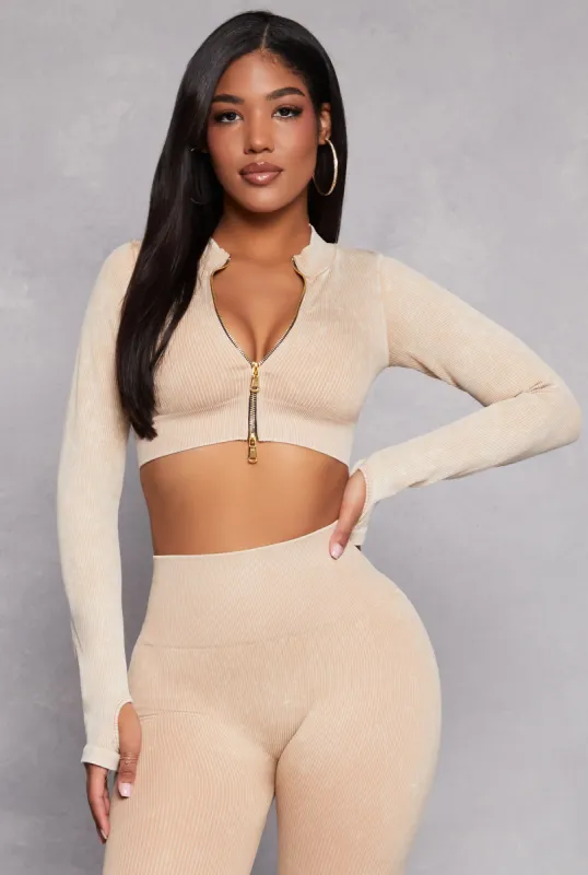 Daisy Ribbed Knit Cropped Track Jacket sold by Rainbow