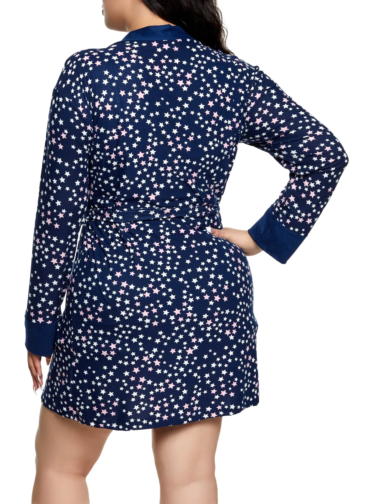 Plus Size Lets Sleep Glitter Graphic Pajama Cami and Shorts with Robe sold by Rainbow product image thumbnail 2