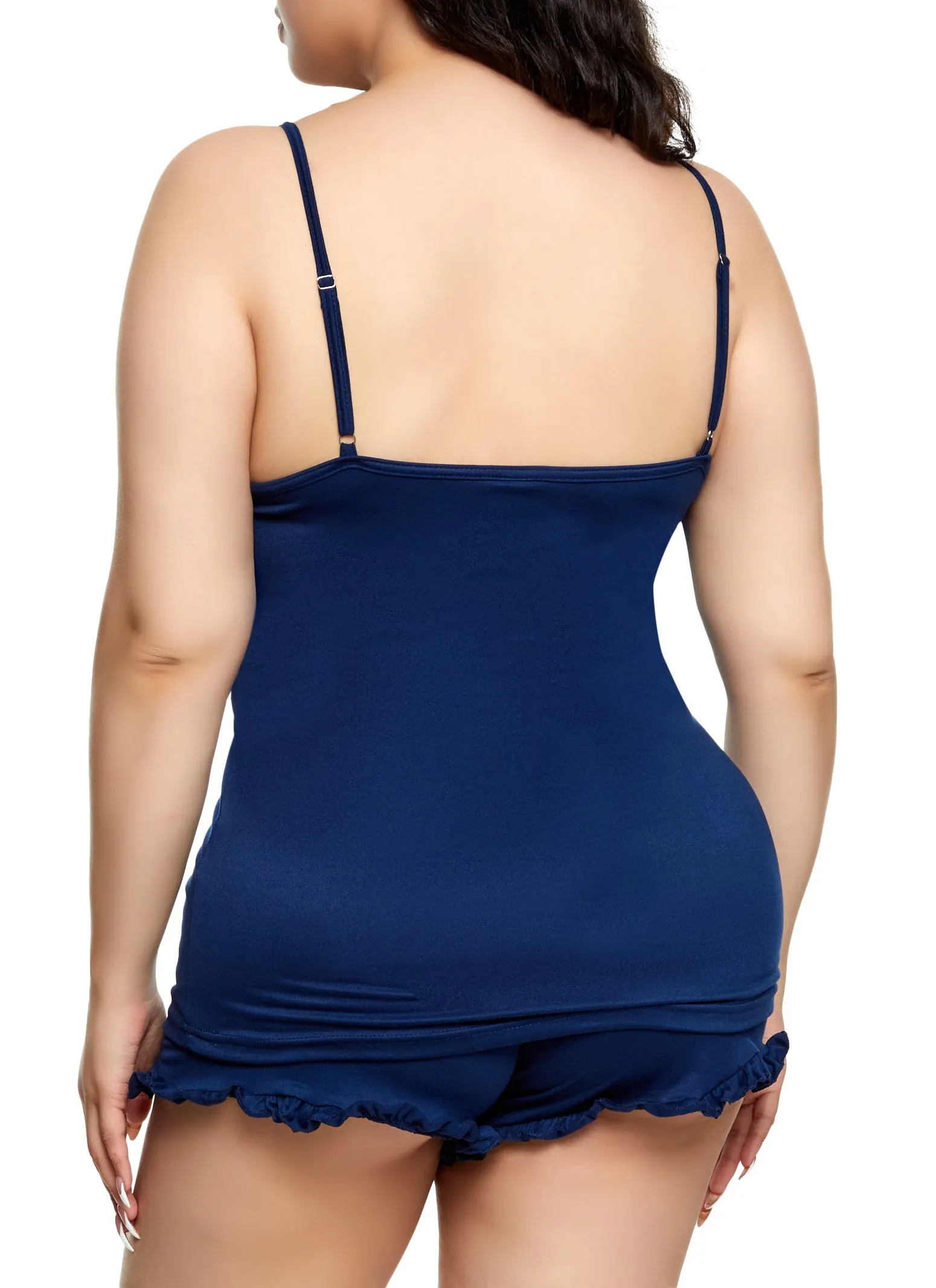 Plus Size Lets Sleep Glitter Graphic Pajama Cami and Shorts with Robe sold by Rainbow product image thumbnail 5