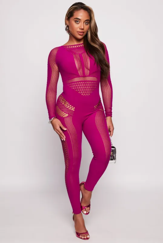 Long Sleeve Cut Out Catsuit sold by Rainbow