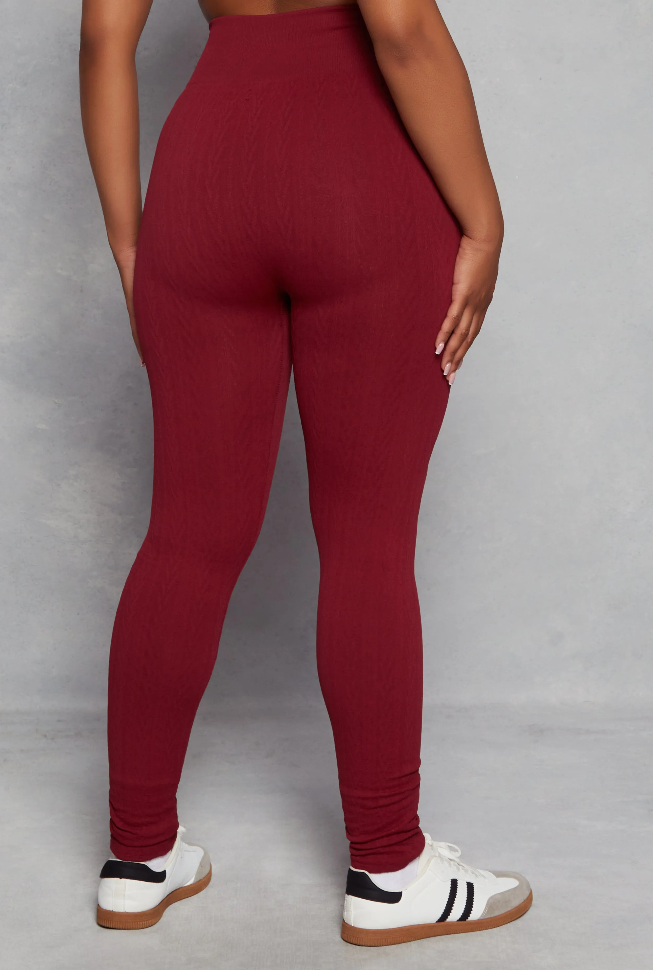 Plus Size Seamless Cable Knit High Waist Leggings sold by Rainbow product image thumbnail 3