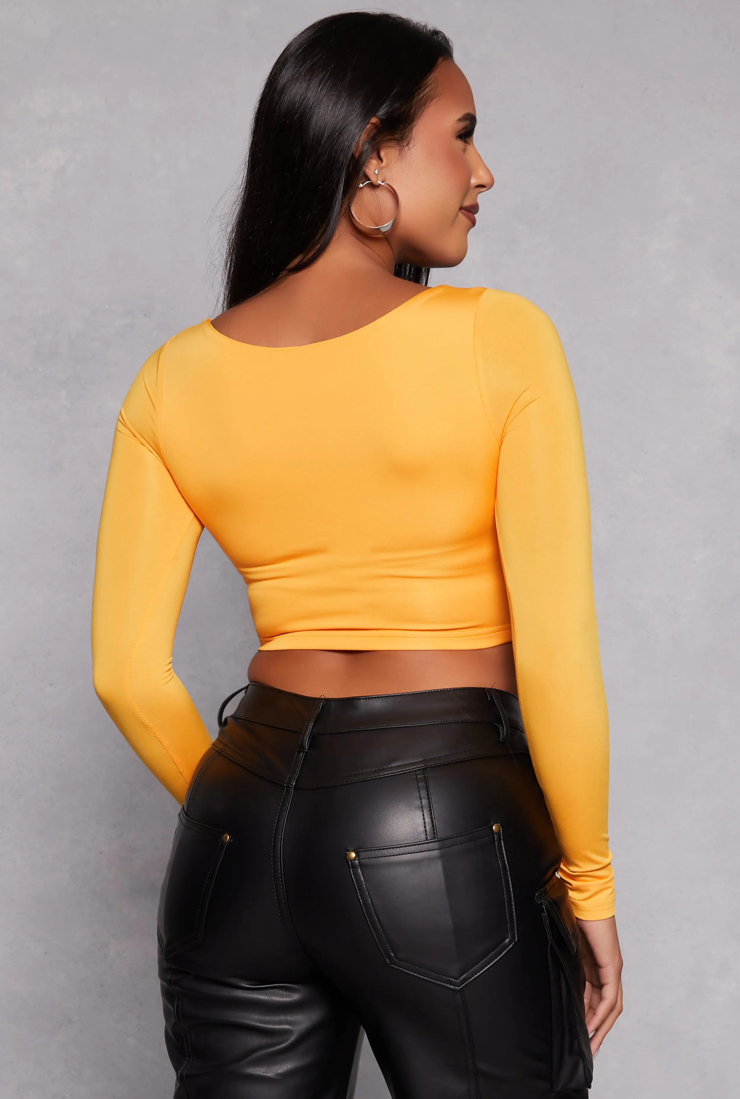 Daisy Scoop Neck Long Sleeve Crop Top sold by Rainbow product image thumbnail 3